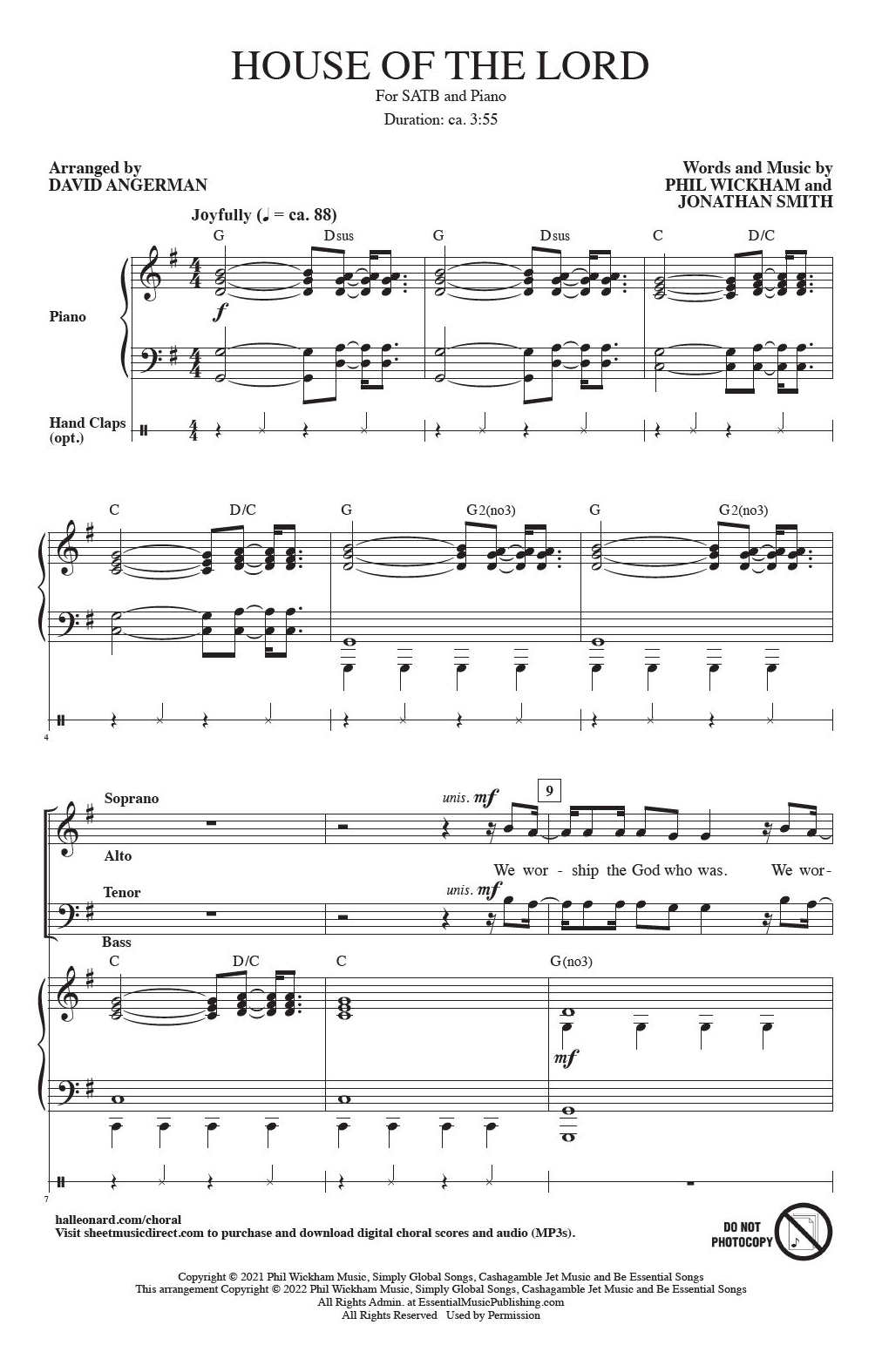 Phil Wickham House Of The Lord (arr. David Angerman) Sheet Music Notes & Chords for SATB Choir - Download or Print PDF