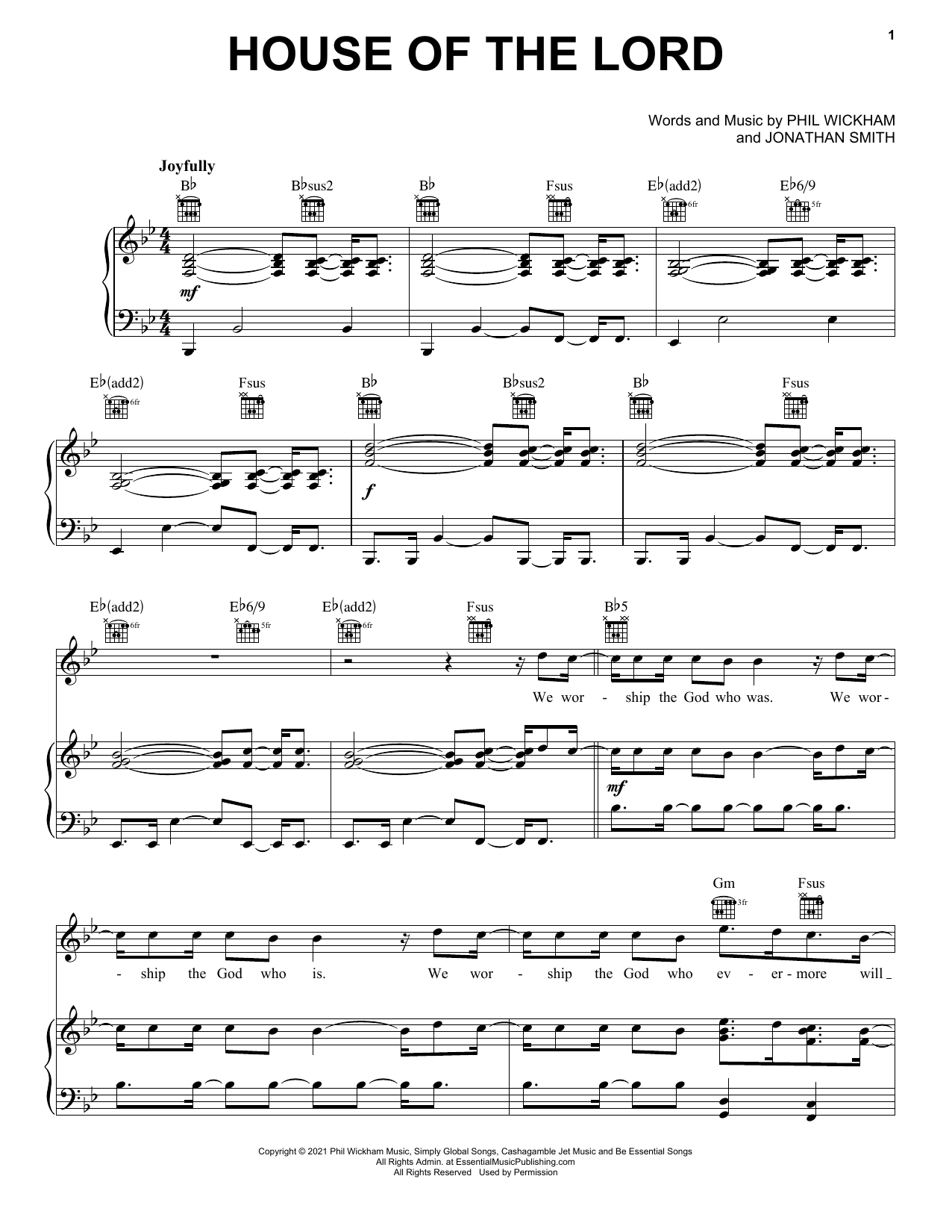Phil Wickham House Of The Lord Sheet Music Notes & Chords for Piano, Vocal & Guitar (Right-Hand Melody) - Download or Print PDF
