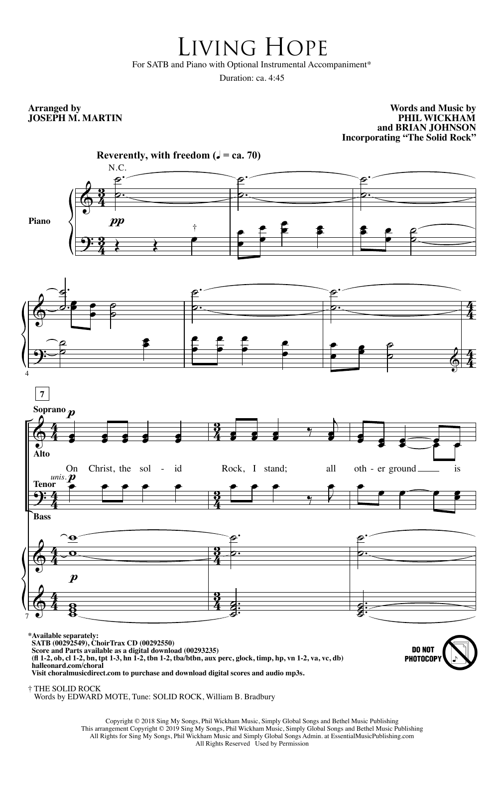 Phil Wickham Living Hope (arr. Joseph M. Martin) Sheet Music Notes & Chords for SATB Choir - Download or Print PDF