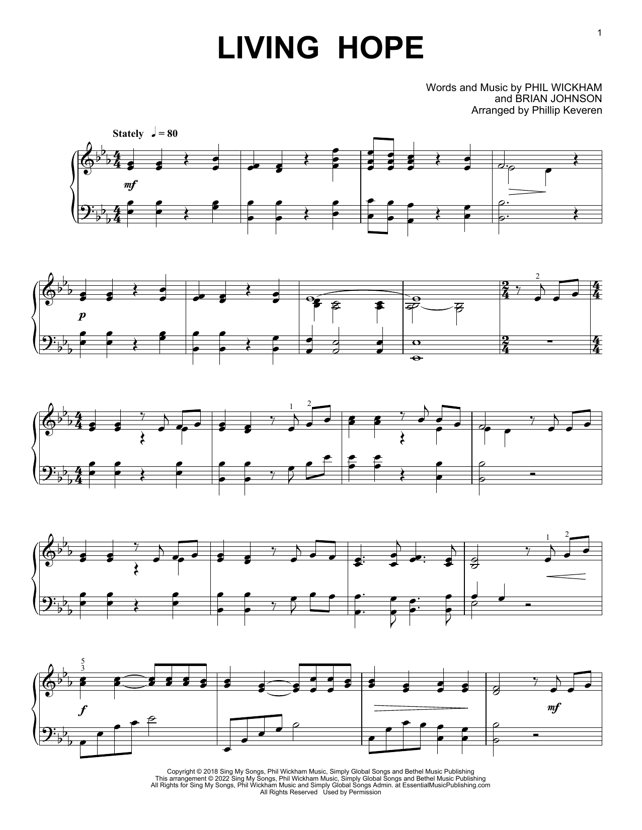 Phil Wickham Living Hope [Classical version] (arr. Phillip Keveren) Sheet Music Notes & Chords for Piano Solo - Download or Print PDF