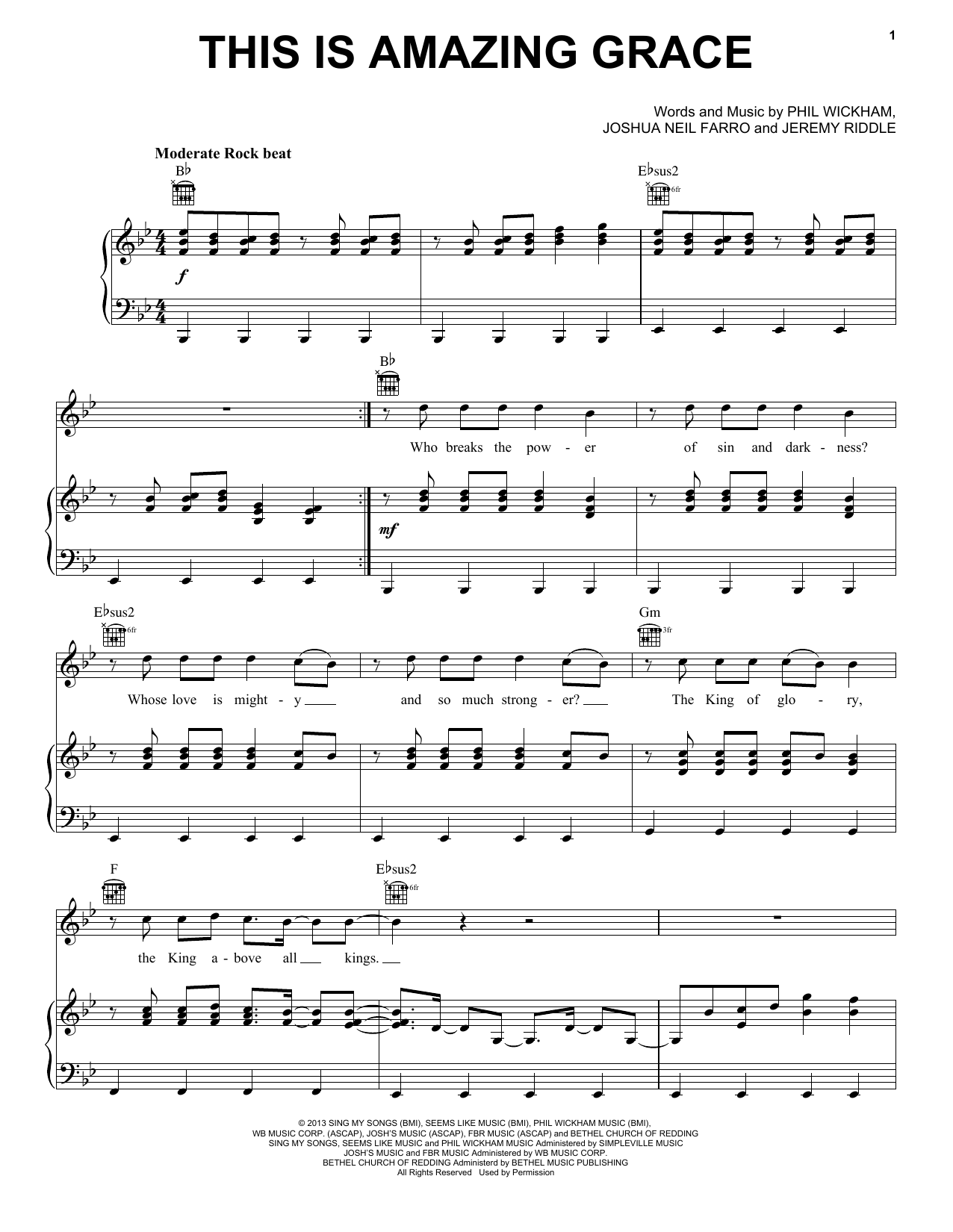 Phil Wickham This Is Amazing Grace Sheet Music Notes & Chords for Easy Piano - Download or Print PDF