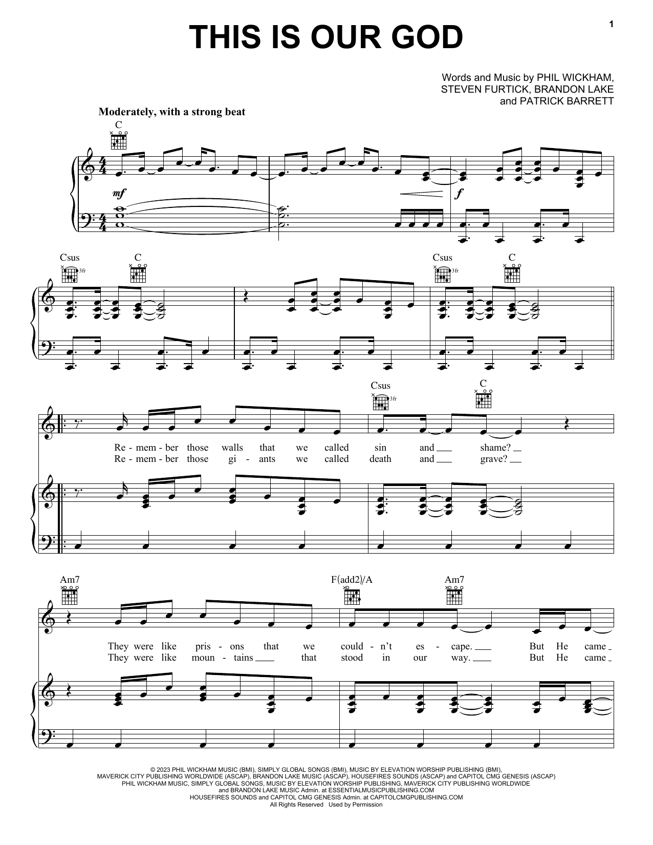 Phil Wickham This Is Our God Sheet Music Notes & Chords for Piano, Vocal & Guitar Chords (Right-Hand Melody) - Download or Print PDF