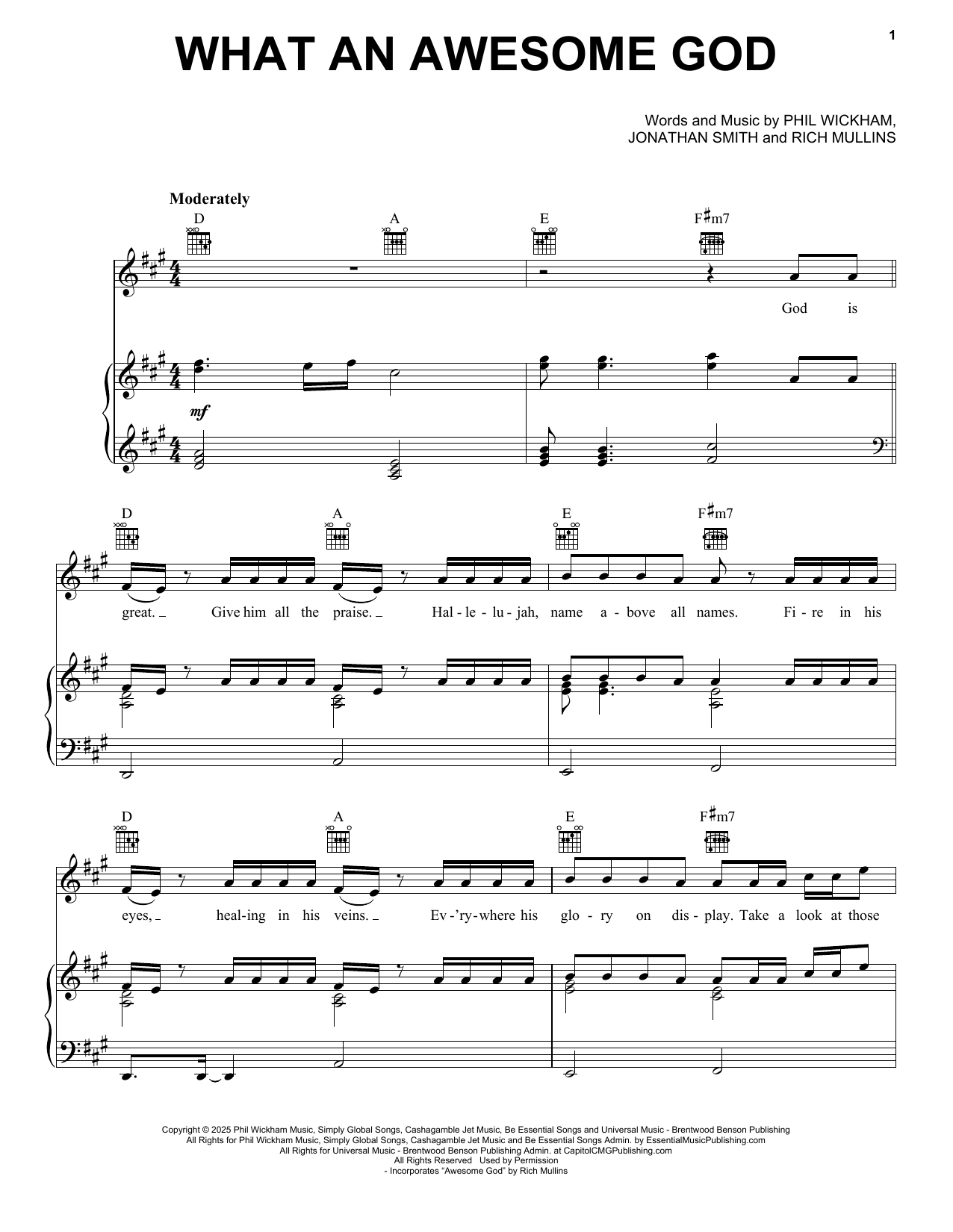 Phil Wickham What An Awesome God Sheet Music Notes & Chords for Piano, Vocal & Guitar Chords (Right-Hand Melody) - Download or Print PDF Phil Wickham What An Awesome God Sheet Music Notes & Chords for Piano, Vocal & Guitar Chords (Right-Hand Melody) - Download or Print PDF
