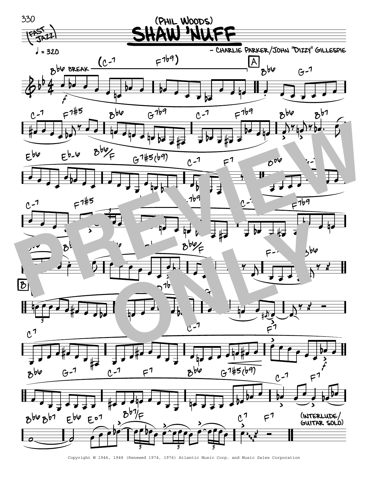 Phil Woods Shaw 'Nuff (solo only) Sheet Music Notes & Chords for Real Book – Melody & Chords - Download or Print PDF