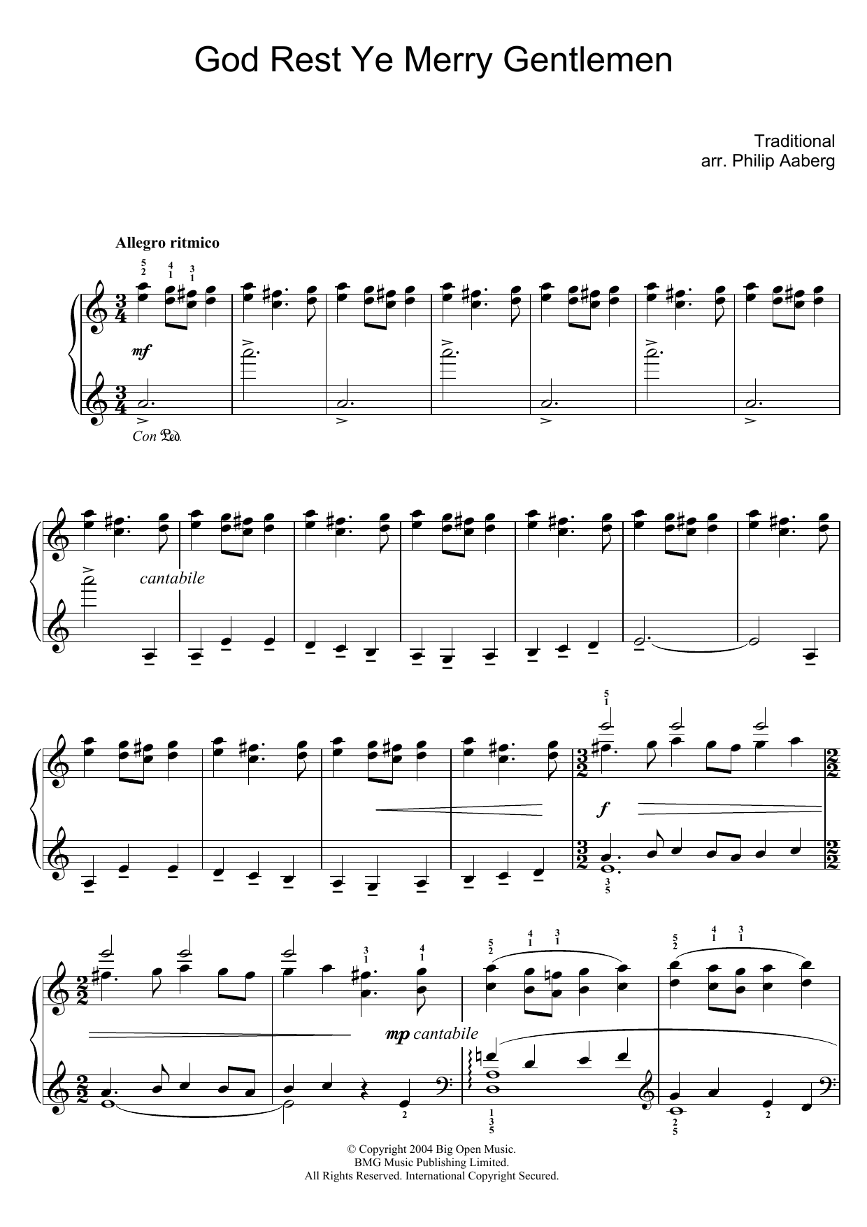 Philip Aaberg God Rest Ye Merry Gentlemen Sheet Music Notes & Chords for Piano - Download or Print PDF