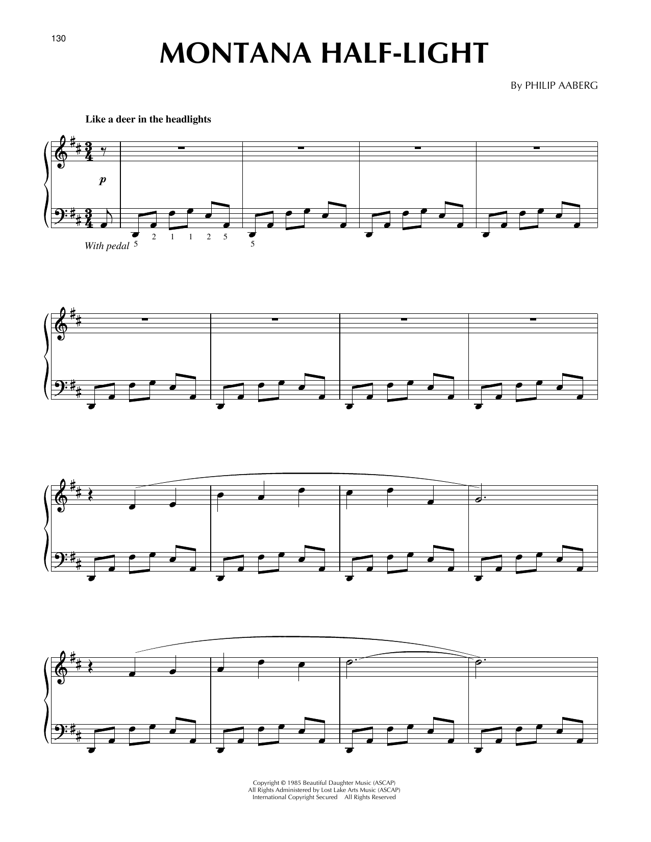 Philip Aaberg Montana Half-light Sheet Music Notes & Chords for Piano Solo - Download or Print PDF