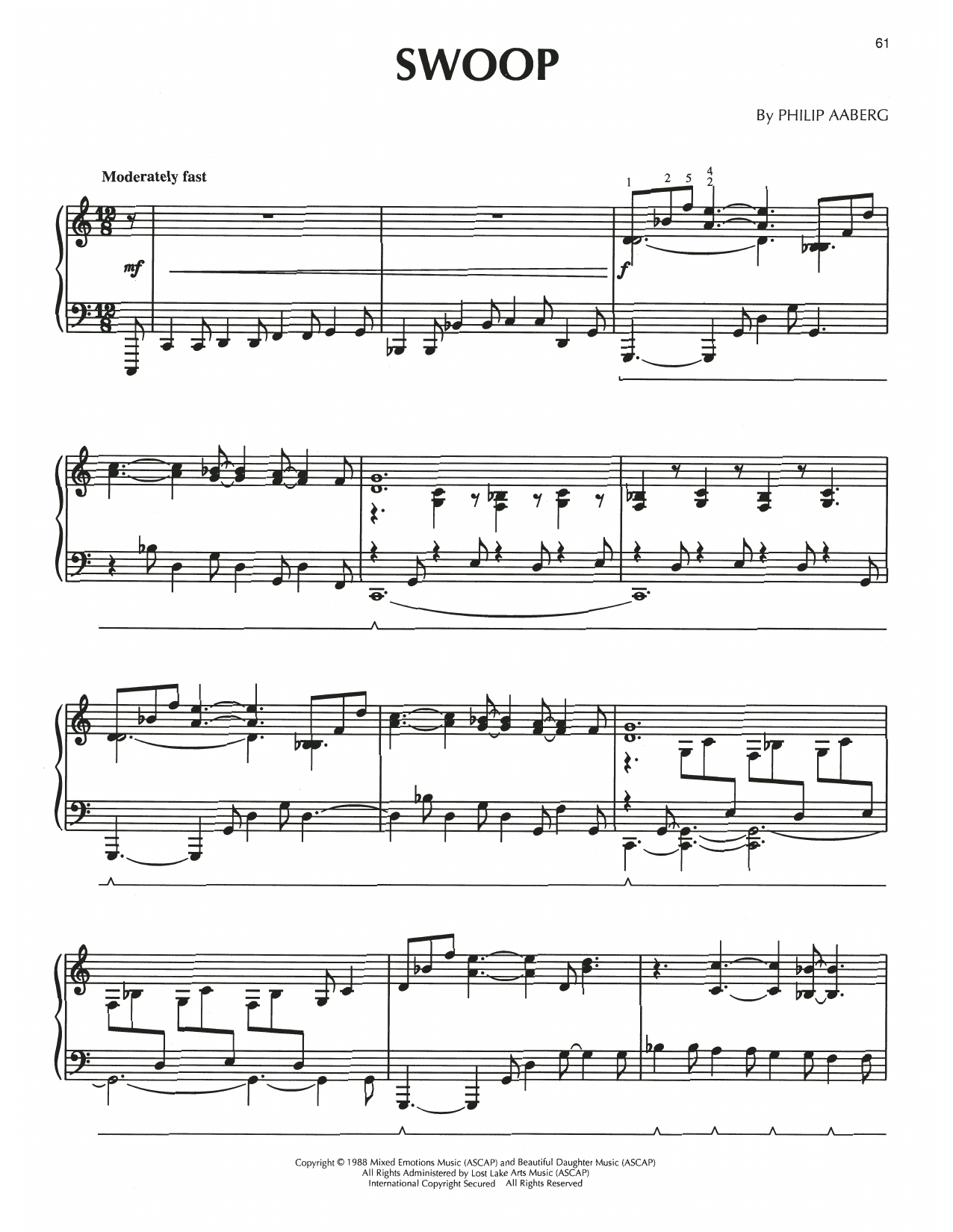 Philip Aaberg Swoop Sheet Music Notes & Chords for Piano Solo - Download or Print PDF