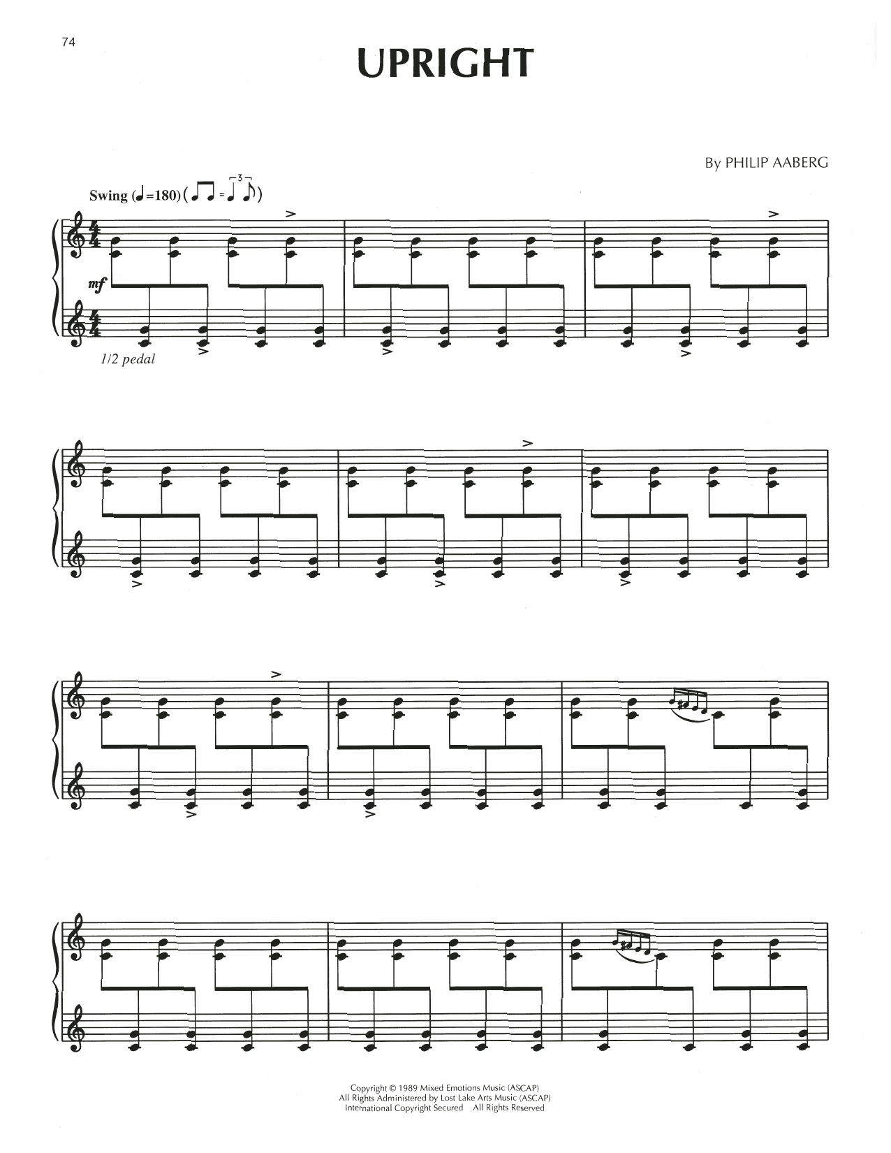 Philip Aaberg Upright Sheet Music Notes & Chords for Piano Solo - Download or Print PDF