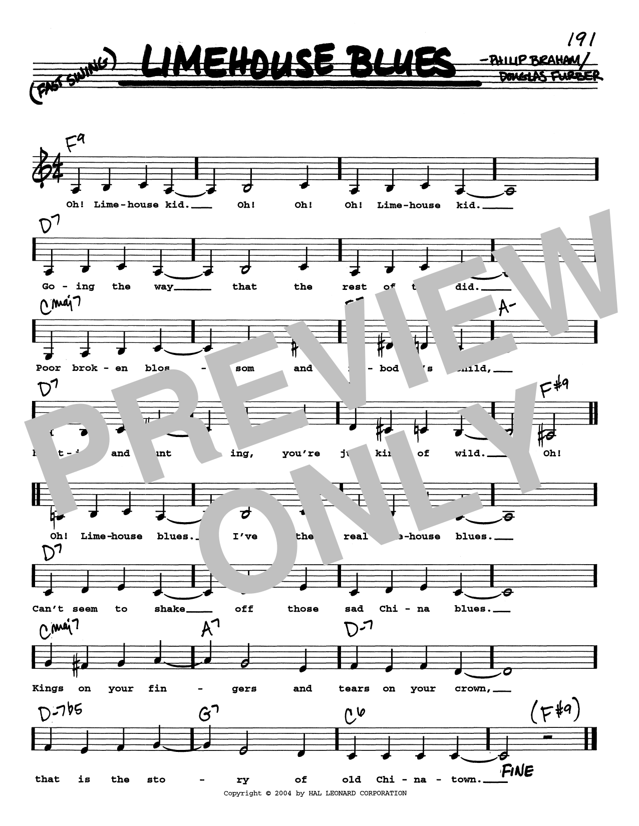 Philip Braham Limehouse Blues (Low Voice) Sheet Music Notes & Chords for Real Book – Melody, Lyrics & Chords - Download or Print PDF