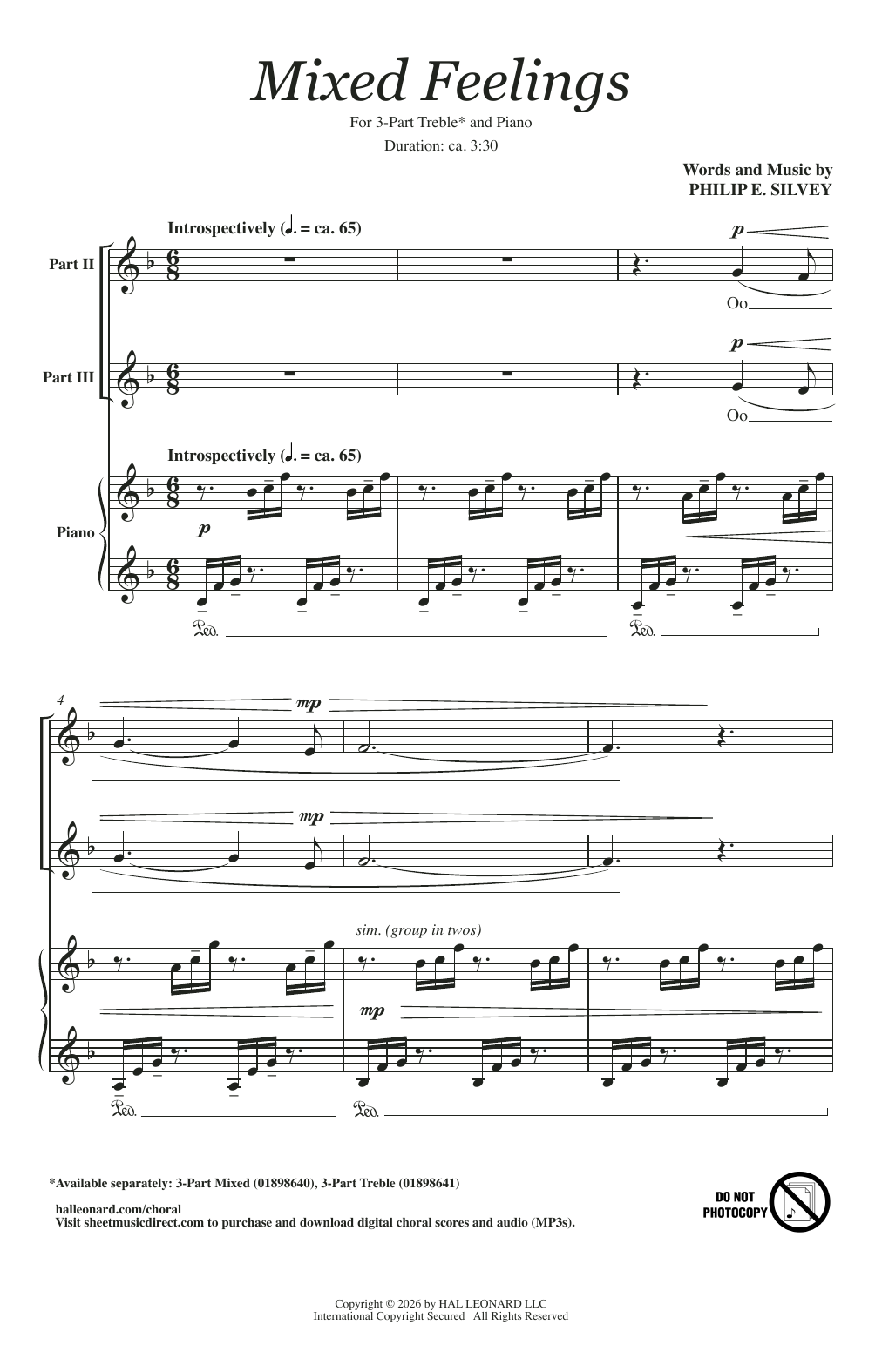 Philip E. Silvey Mixed Feelings Sheet Music Notes & Chords for 3-Part Treble Choir - Download or Print PDF