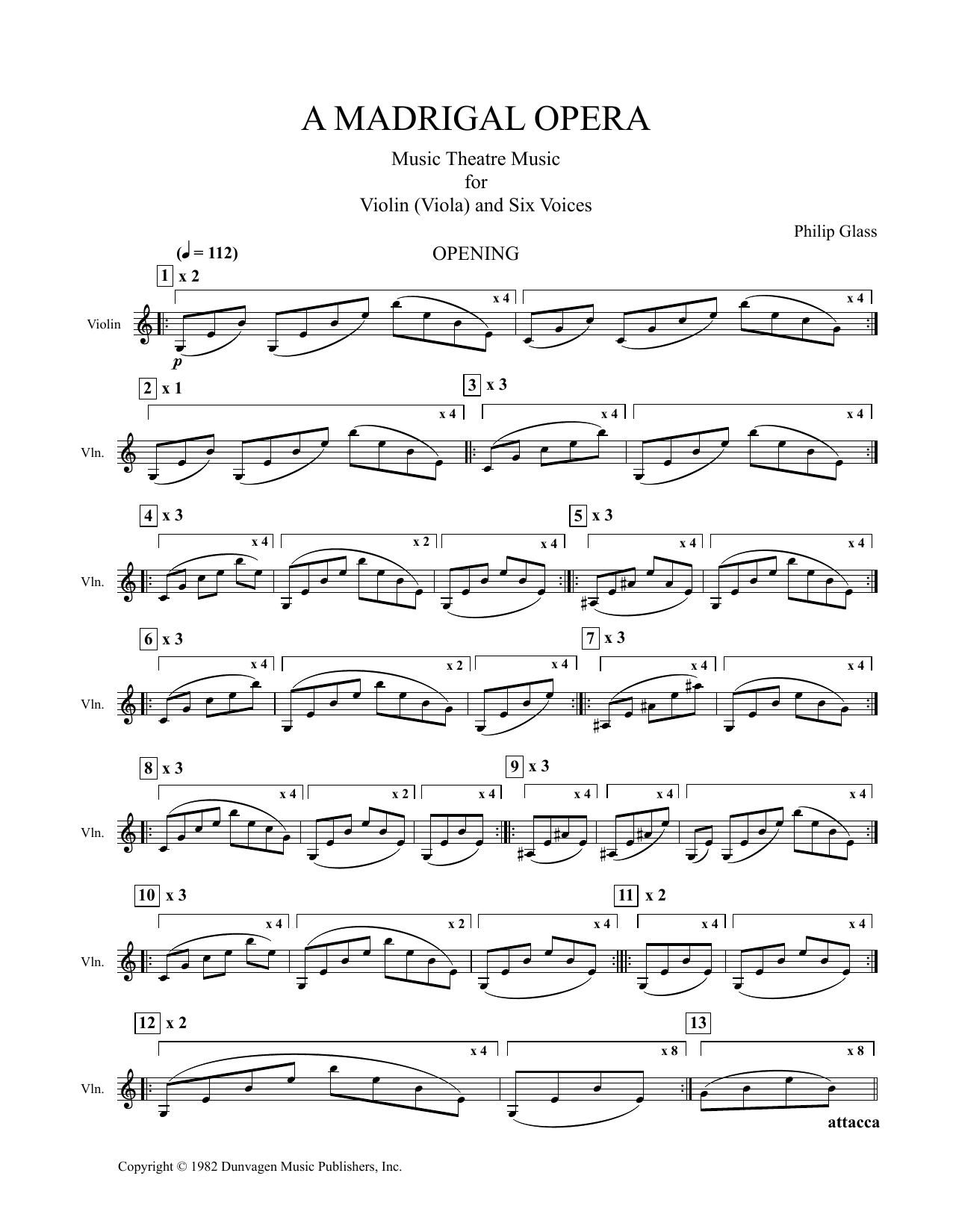 Philip Glass A Madrigal Opera (Score) Sheet Music Notes & Chords for SSATBB Choir - Download or Print PDF