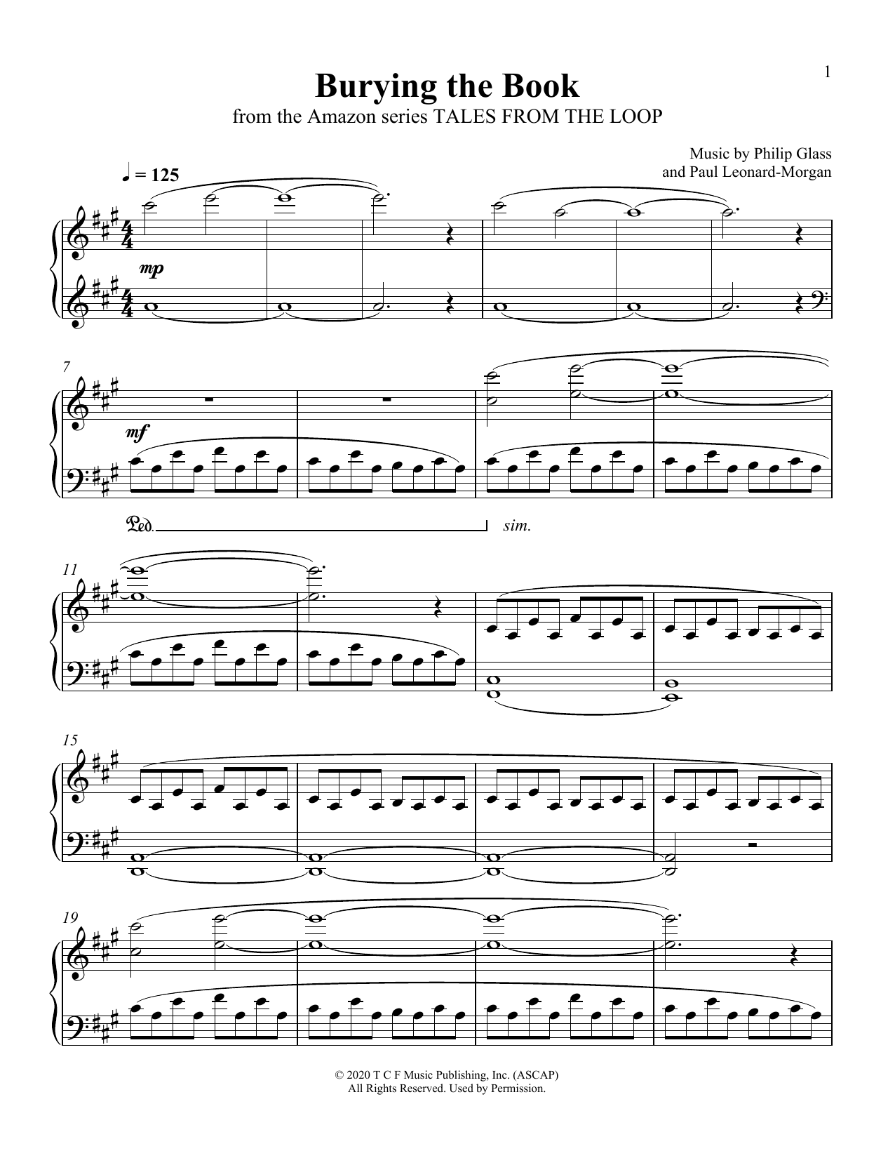 Philip Glass and Paul Leonard-Morgan Burying The Book (from Tales From The Loop) Sheet Music Notes & Chords for Piano Solo - Download or Print PDF