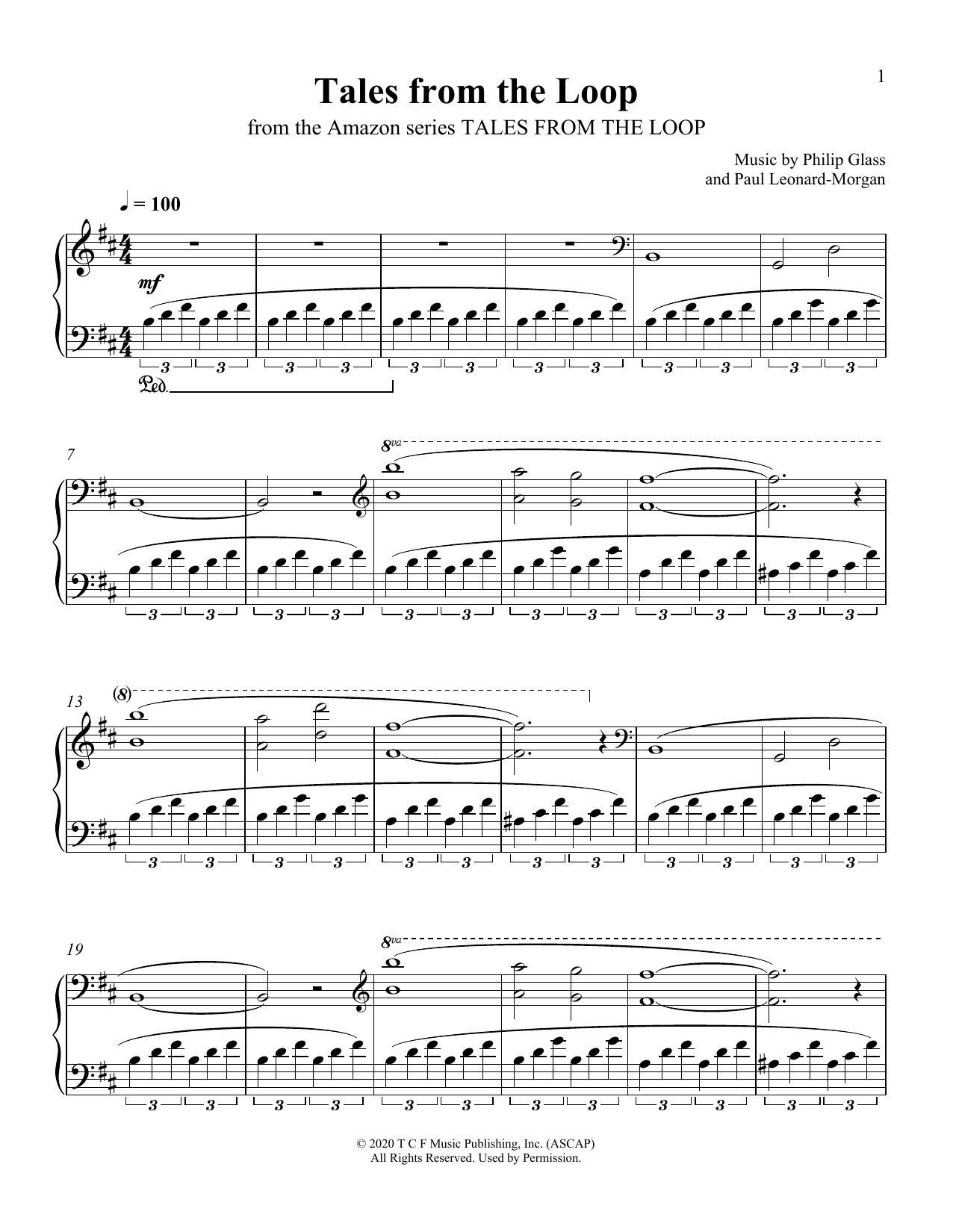 Philip Glass and Paul Leonard-Morgan Tales From The Loop (from Tales From The Loop) Sheet Music Notes & Chords for Piano Solo - Download or Print PDF