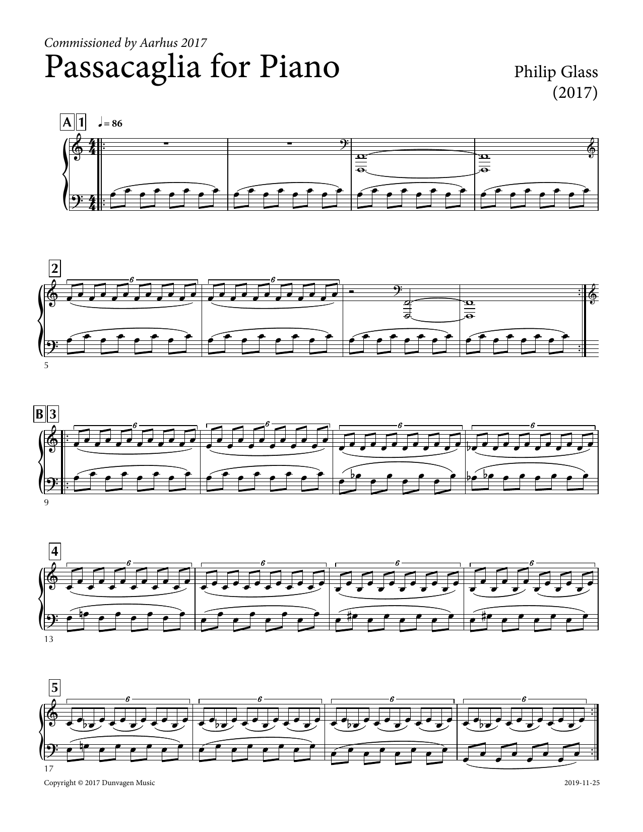 Philip Glass Distant Figure (Passacaglia for Solo Piano) Sheet Music Notes & Chords for Piano Solo - Download or Print PDF
