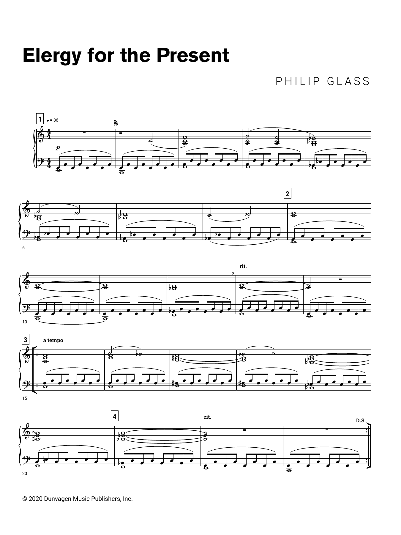 Philip Glass Elergy for the Present Sheet Music Notes & Chords for Piano Solo - Download or Print PDF