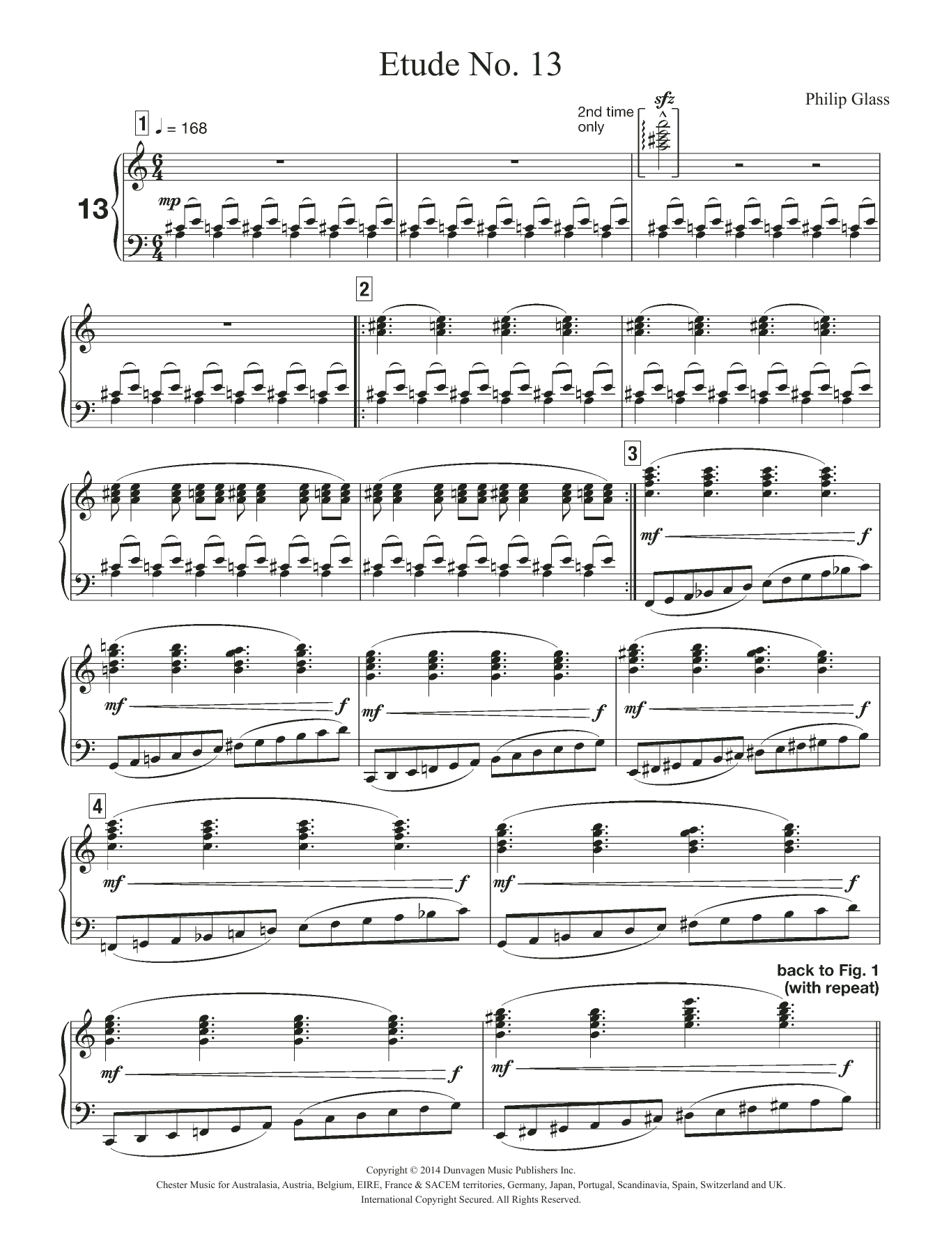 Philip Glass Etude No. 13 Sheet Music Notes & Chords for Piano - Download or Print PDF