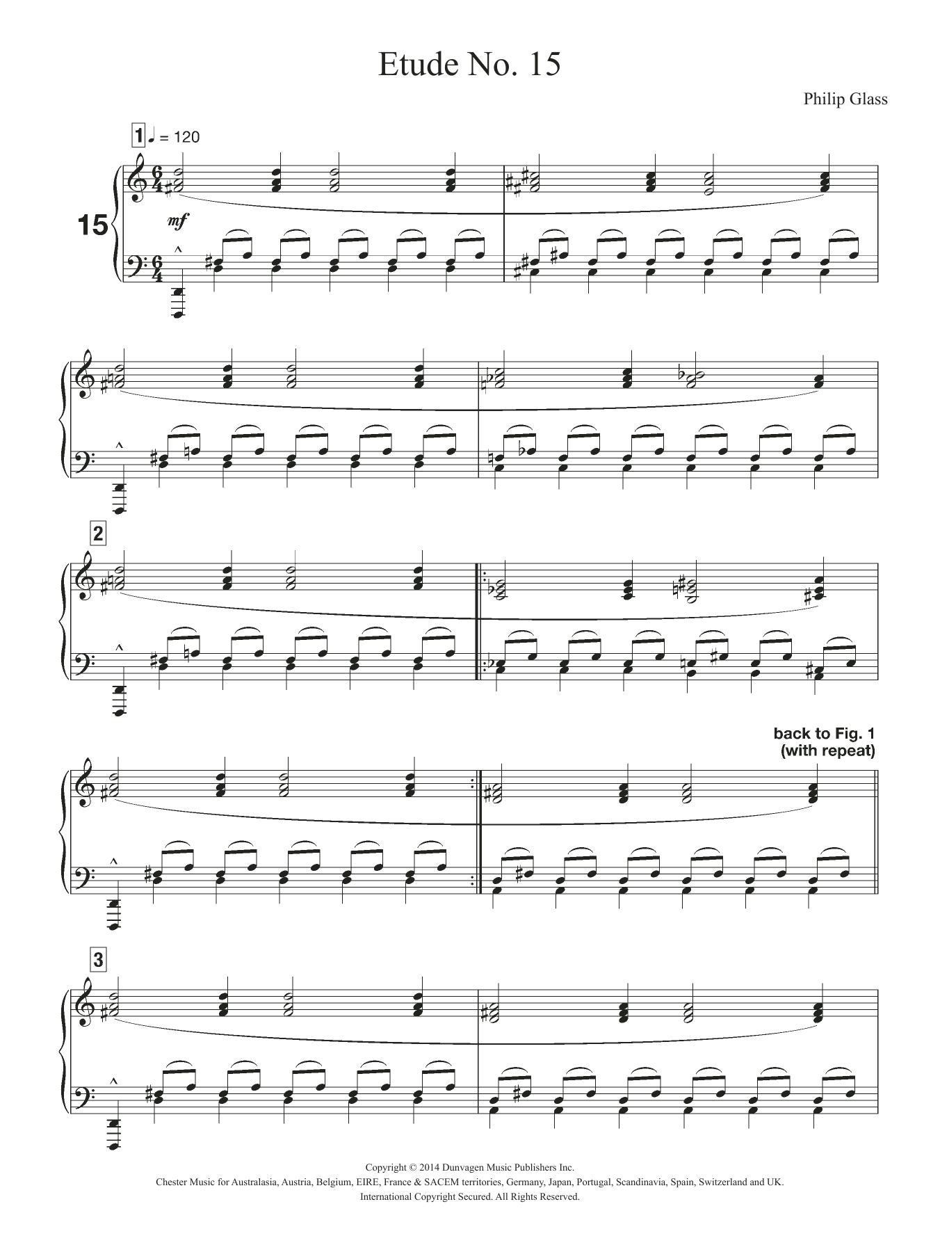 Philip Glass Etude No. 15 Sheet Music Notes & Chords for Piano - Download or Print PDF