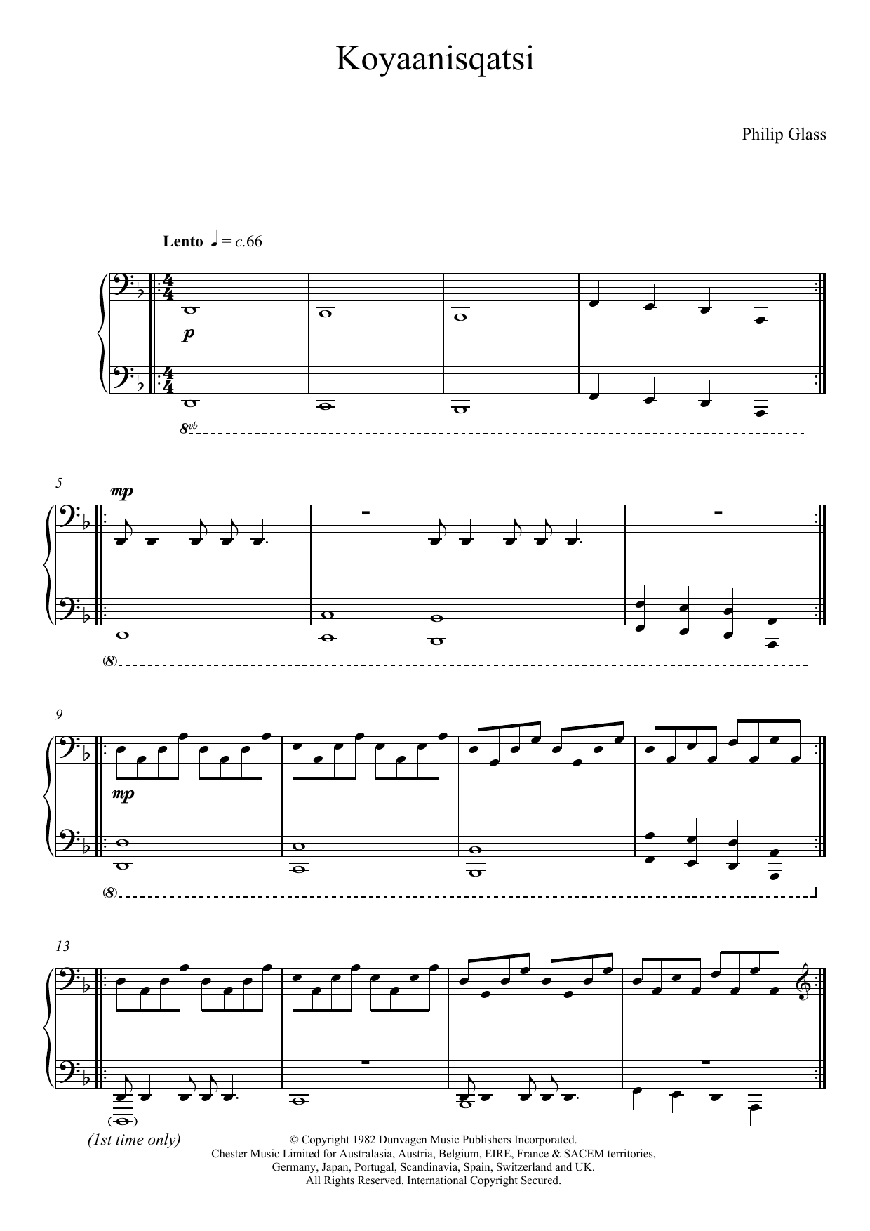 Philip Glass Koyaanisqatsi Sheet Music Notes & Chords for Piano - Download or Print PDF