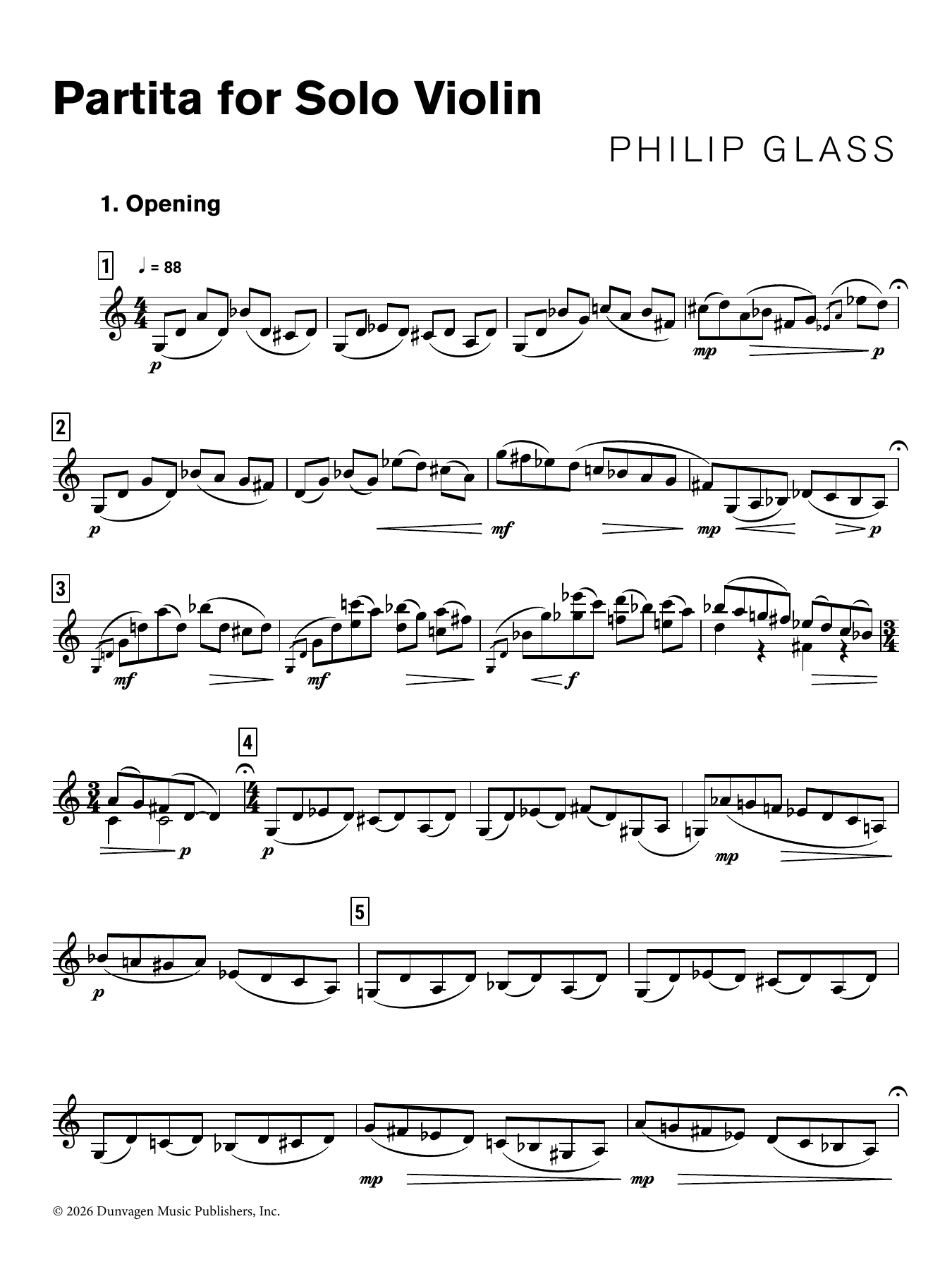 Philip Glass Partita for Solo Violin Sheet Music Notes & Chords for Violin Solo - Download or Print PDF
