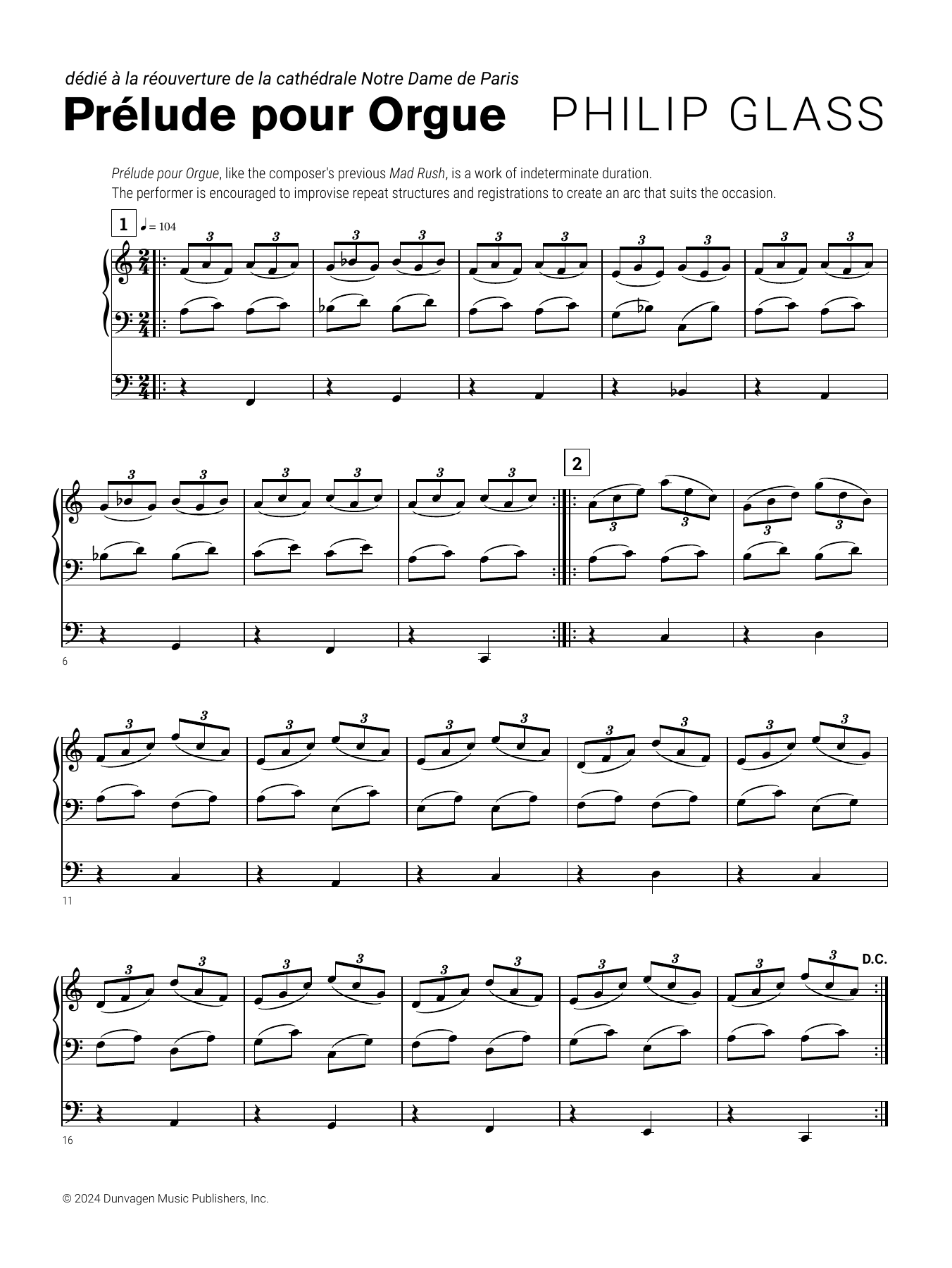 Philip Glass Prélude pour Orgue Sheet Music Notes & Chords for Organ - Download or Print PDF Philip Glass Prélude pour Orgue Sheet Music Notes & Chords for Organ - Download or Print PDF