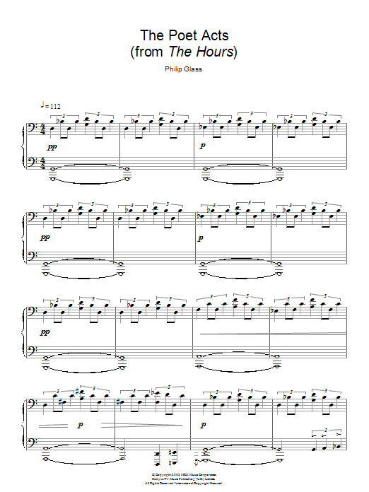 Philip Glass The Poet Acts Sheet Music Notes & Chords for Piano - Download or Print PDF