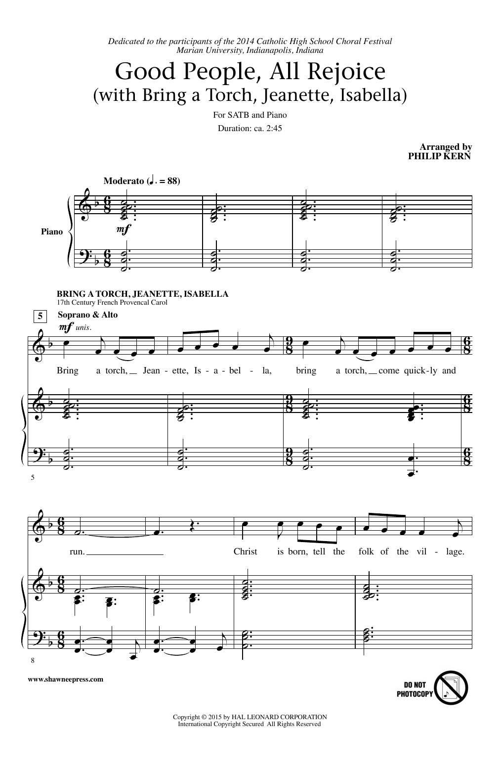 Philip Kern Good People, All Rejoice (with Bring a Torch, Jeanette, Isabella) Sheet Music Notes & Chords for SATB - Download or Print PDF