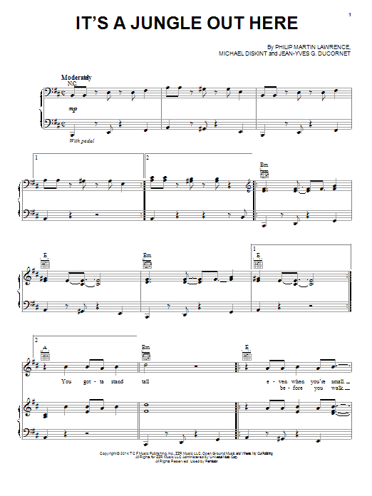 Philip Lawrence It's A Jungle Out Here Sheet Music Notes & Chords for Piano, Vocal & Guitar (Right-Hand Melody) - Download or Print PDF