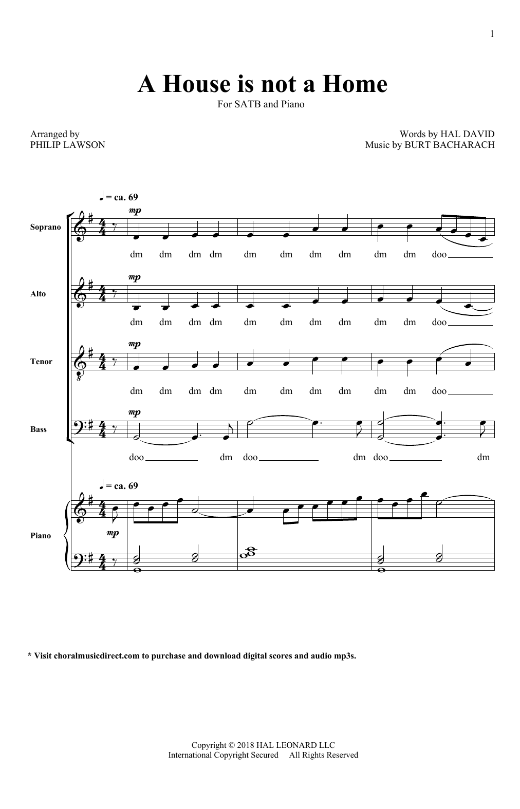 Philip Lawson A House Is Not A Home Sheet Music Notes & Chords for SATB - Download or Print PDF