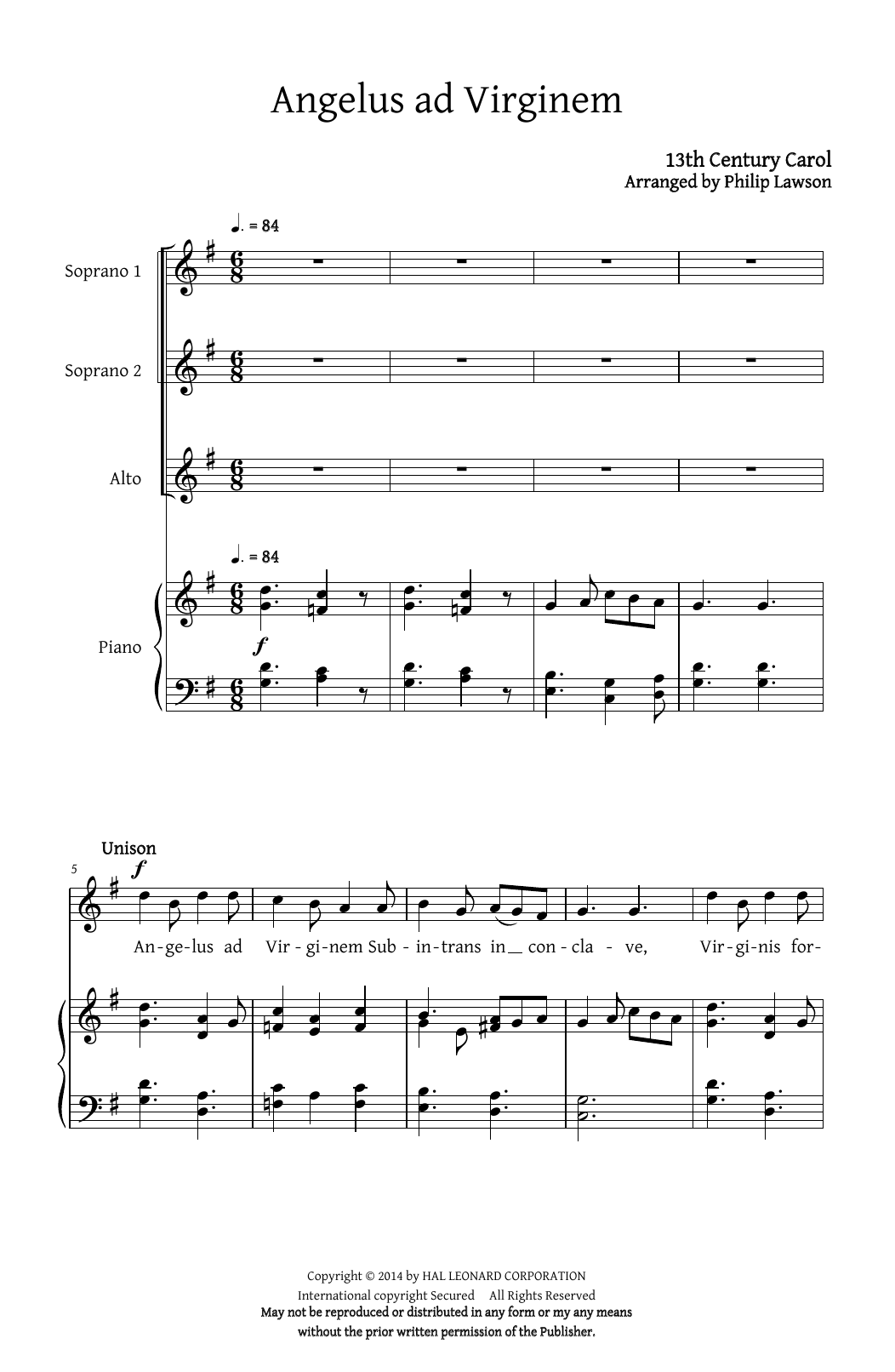 Philip Lawson Angelus Ad Virginem Sheet Music Notes & Chords for SATB - Download or Print PDF