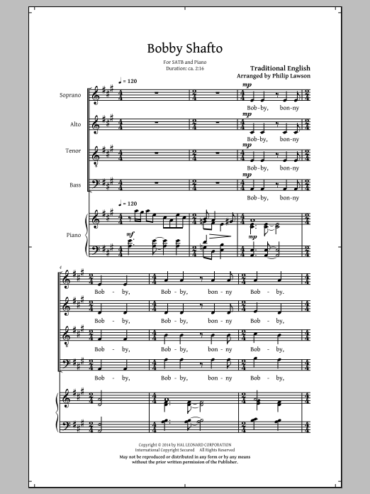 Philip Lawson Bobby Shafto Sheet Music Notes & Chords for SATB - Download or Print PDF