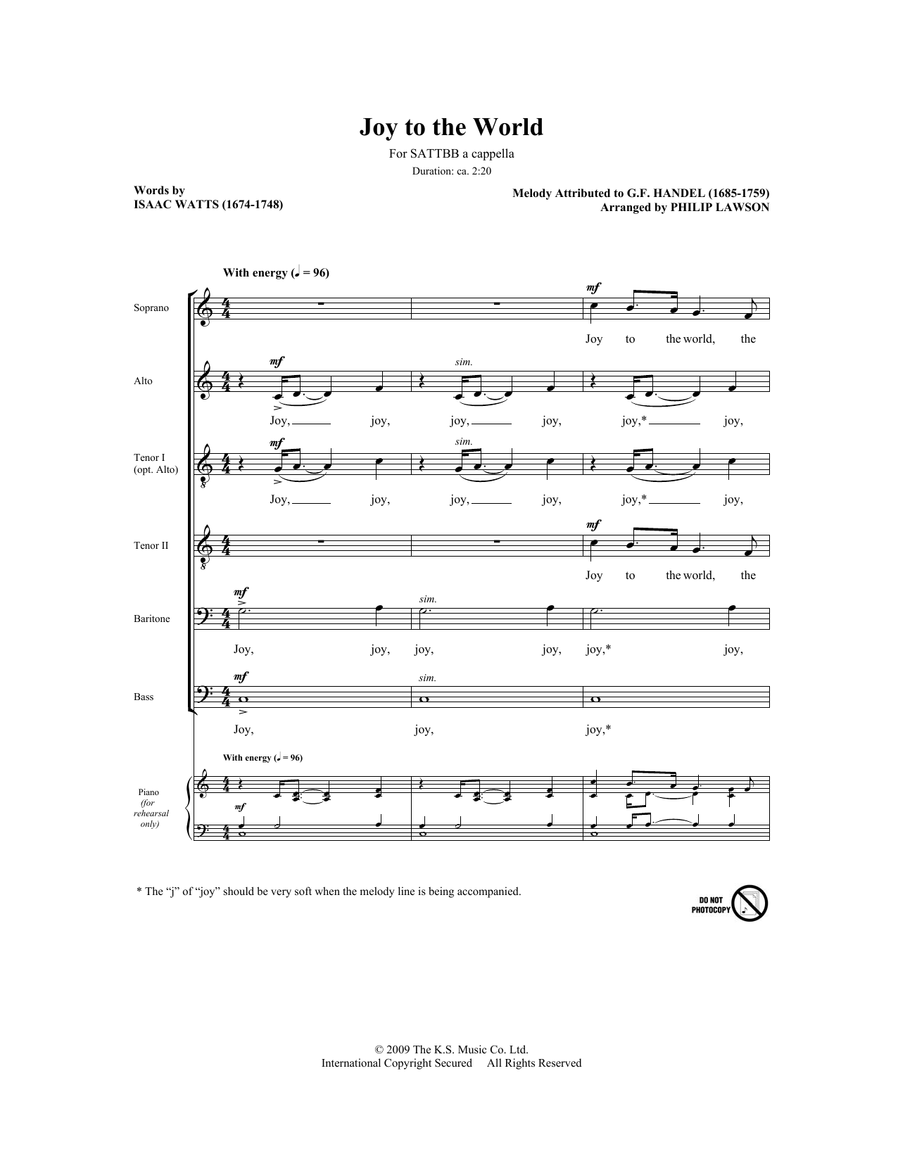Philip Lawson Joy To The World Sheet Music Notes & Chords for SATB - Download or Print PDF