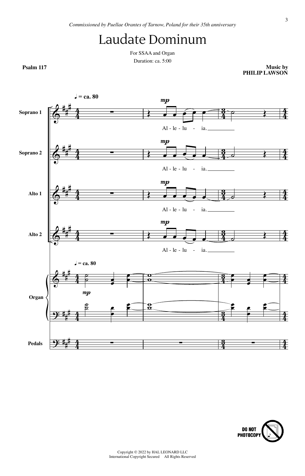 Philip Lawson Laudate Dominum Sheet Music Notes & Chords for SSAA Choir - Download or Print PDF
