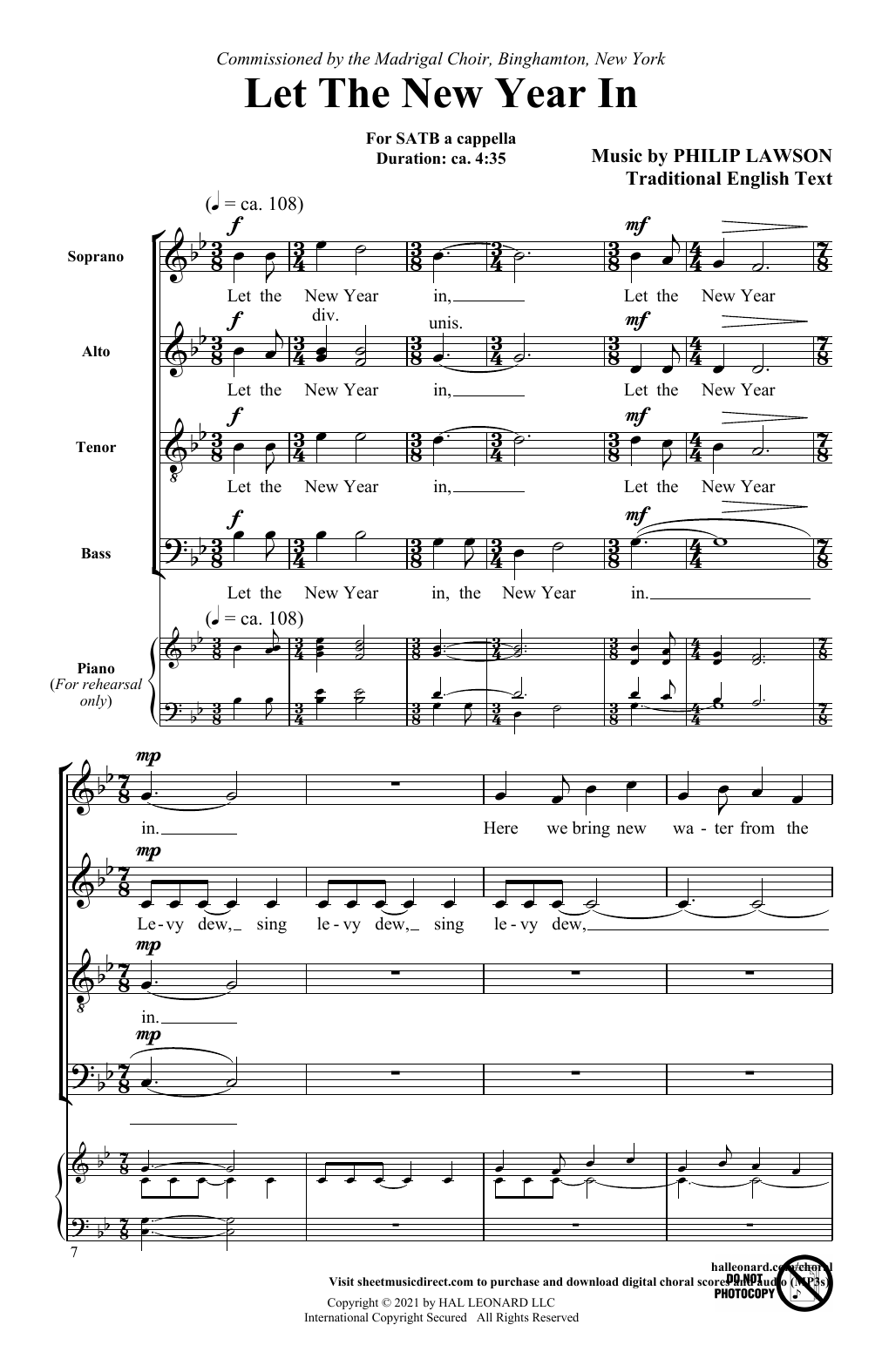 Philip Lawson Let The New Year In Sheet Music Notes & Chords for SATB Choir - Download or Print PDF