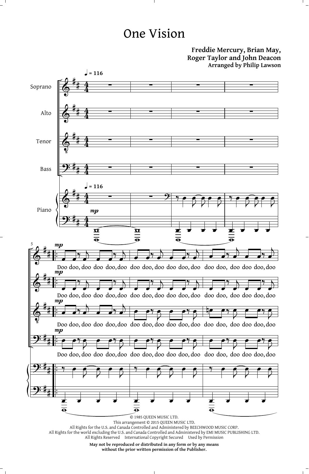 Philip Lawson One Vision Sheet Music Notes & Chords for SATB - Download or Print PDF