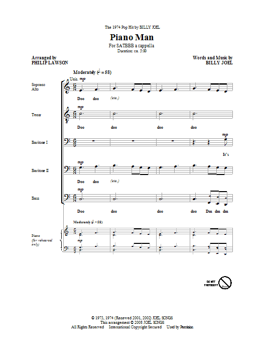 Philip Lawson Piano Man Sheet Music Notes & Chords for SATB - Download or Print PDF