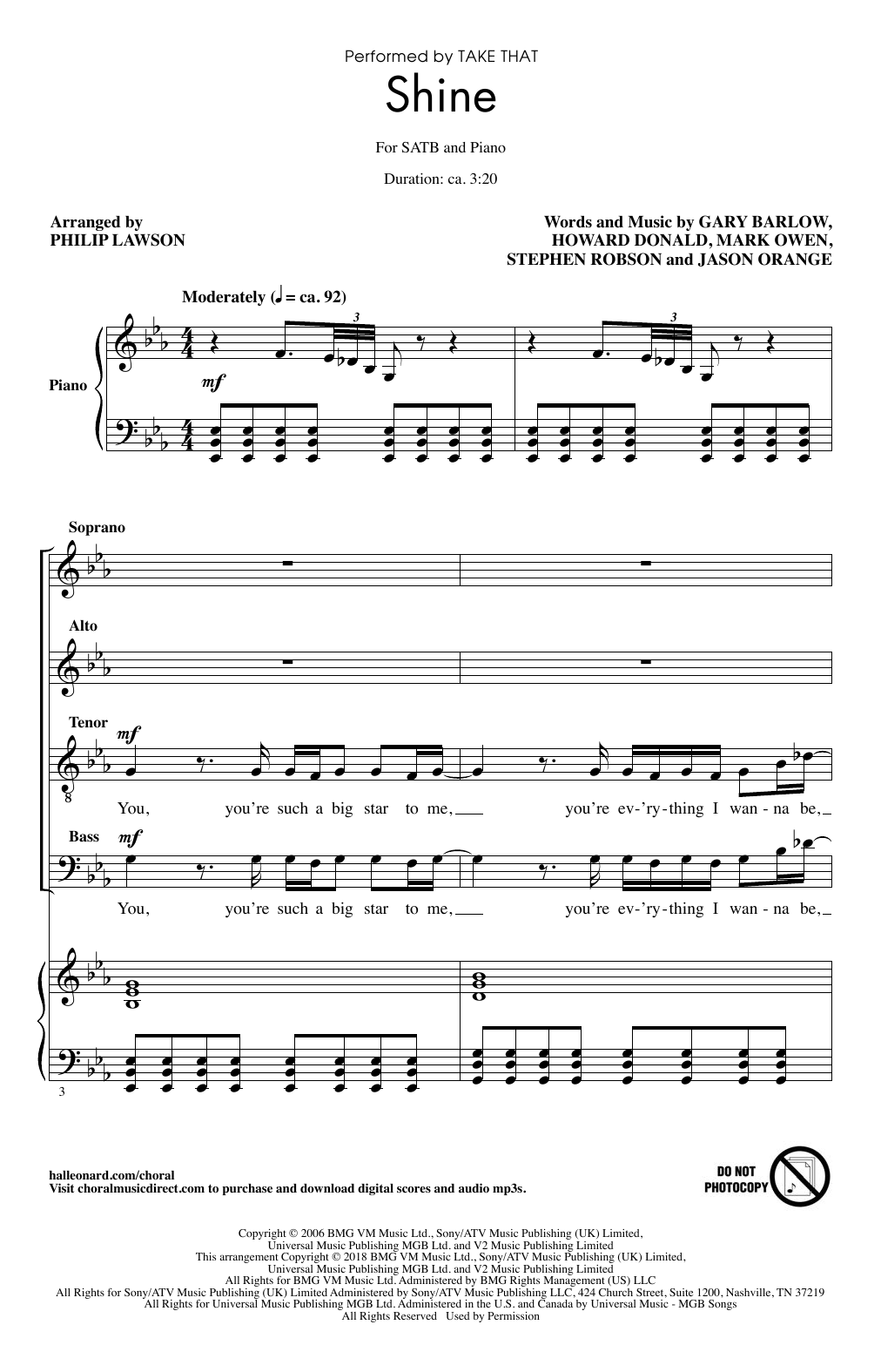 Philip Lawson Shine Sheet Music Notes & Chords for SATB Choir - Download or Print PDF