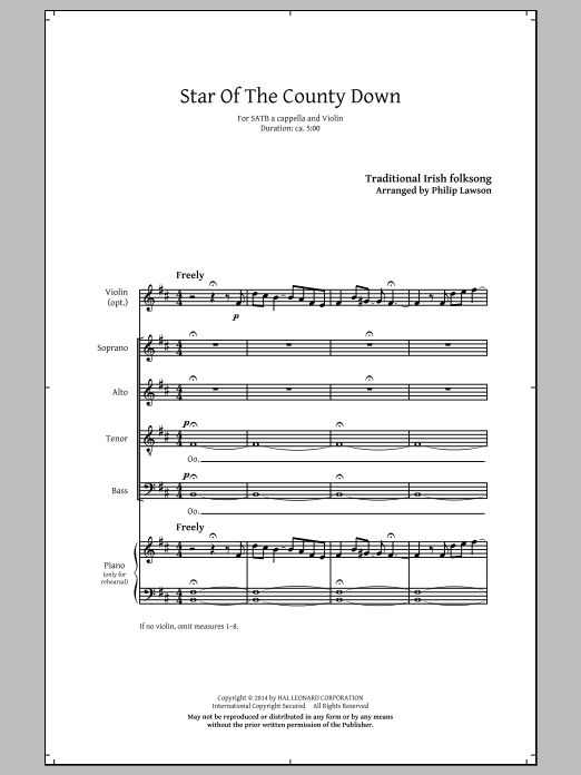 Philip Lawson Star Of County Down Sheet Music Notes & Chords for SATB - Download or Print PDF