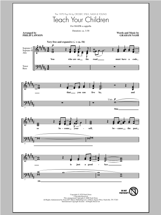 Philip Lawson Teach Your Children Sheet Music Notes & Chords for SATB - Download or Print PDF