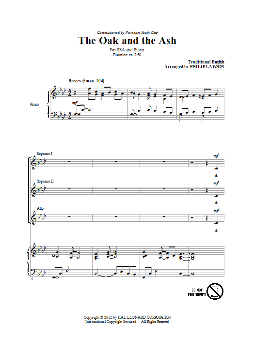 Traditional The Oak And The Ash (arr. Philip Lawson) Sheet Music Notes & Chords for SSA - Download or Print PDF