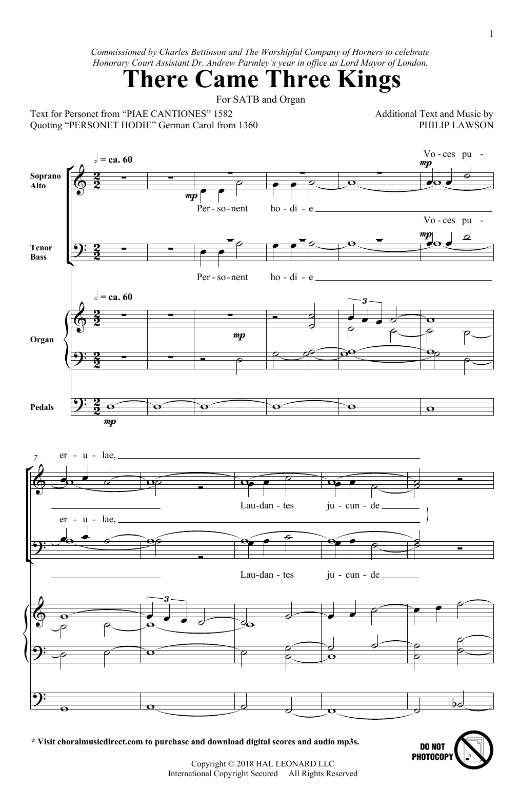 Philip Lawson There Came Three Kings Sheet Music Notes & Chords for SATB - Download or Print PDF