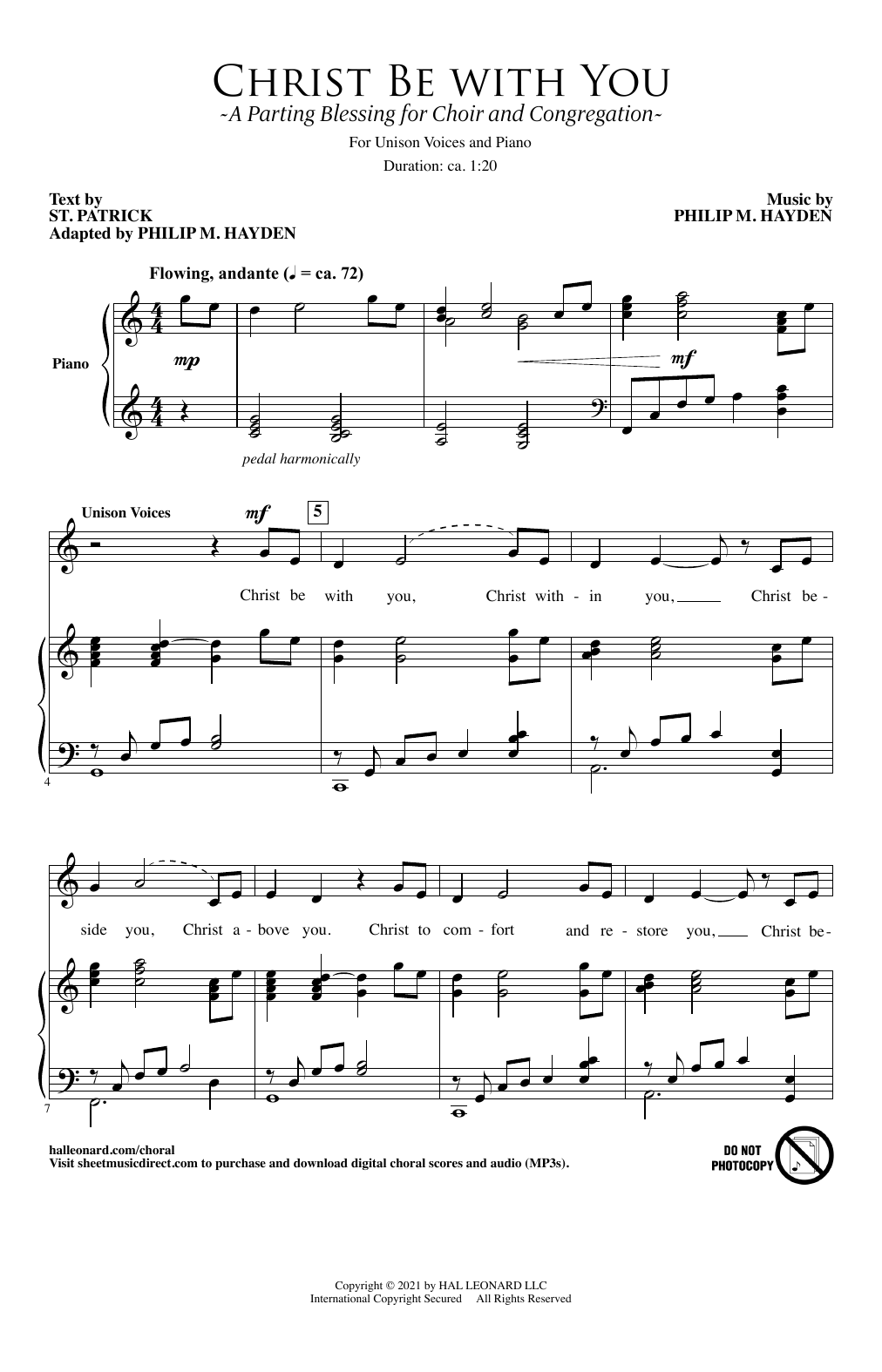 Philip M. Hayden Christ Be With You (A Parting Blessing for Choir and Congregation) Sheet Music Notes & Chords for SATB Choir - Download or Print PDF