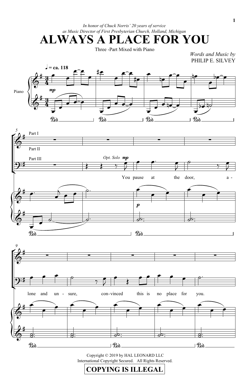 Philip Silvey Always A Place For You Sheet Music Notes & Chords for 3-Part Mixed Choir - Download or Print PDF