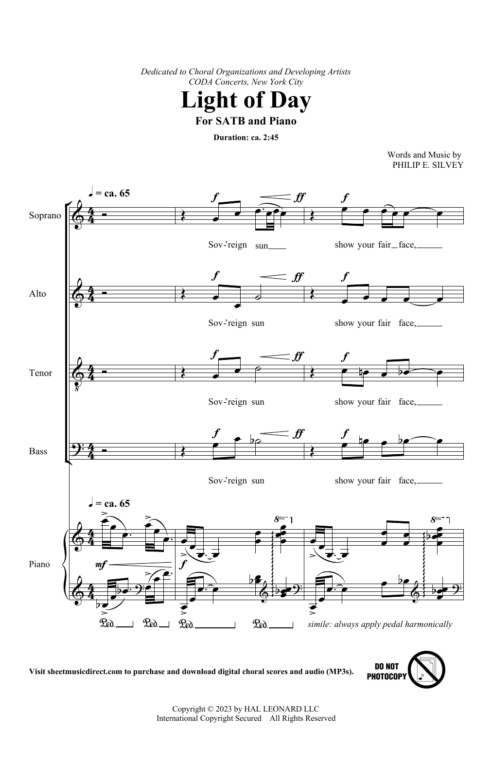 Philip Silvey Light Of Day Sheet Music Notes & Chords for SSA Choir - Download or Print PDF