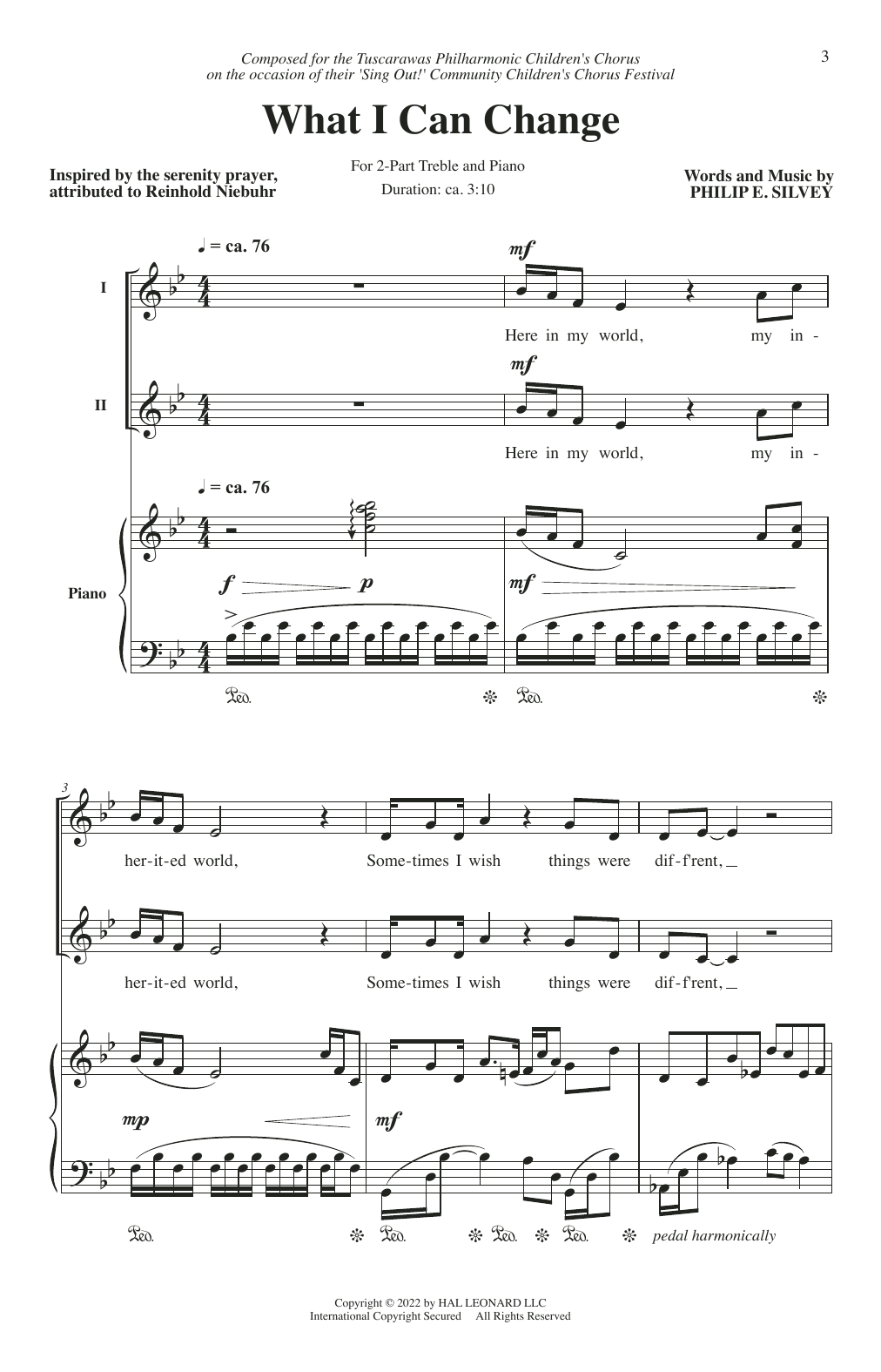 Philip Silvey What I Can Change Sheet Music Notes & Chords for 2-Part Choir - Download or Print PDF
