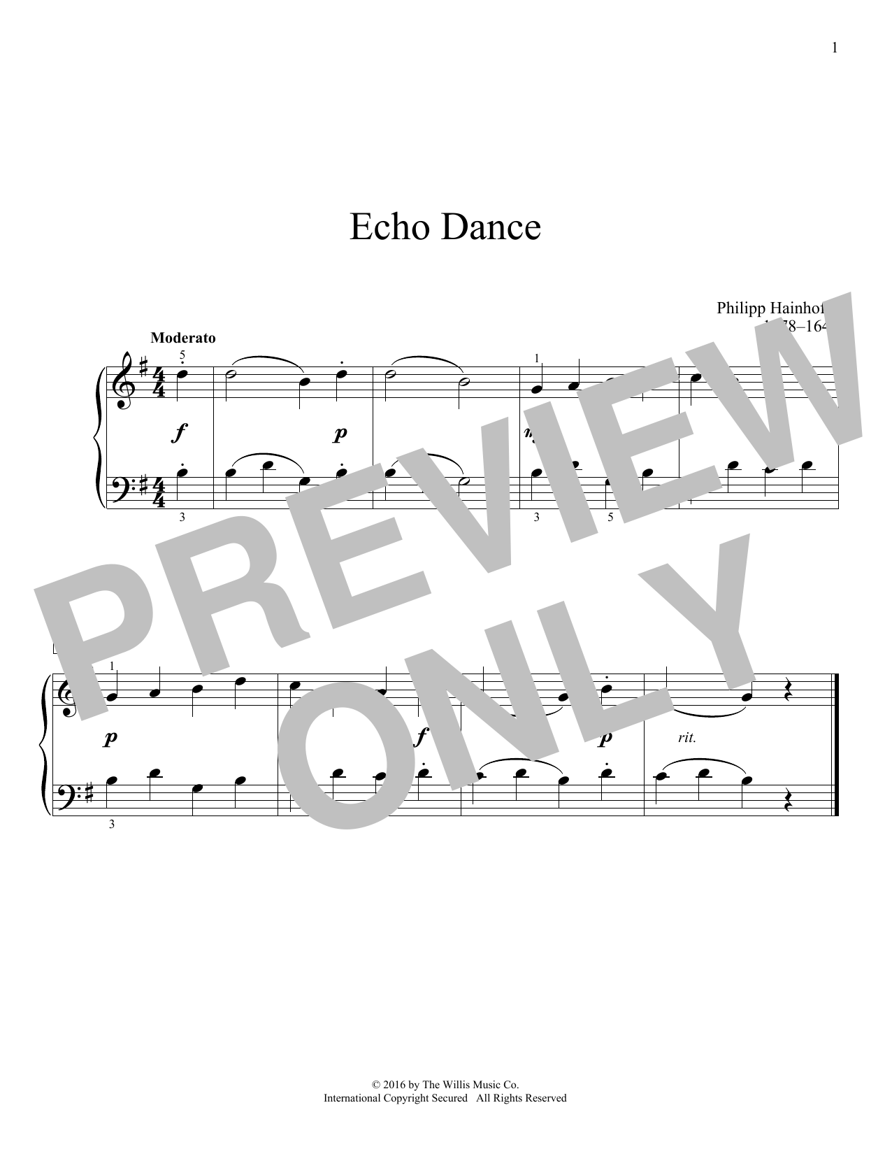Philipp Hainhofer Echo Dance Sheet Music Notes & Chords for Educational Piano - Download or Print PDF