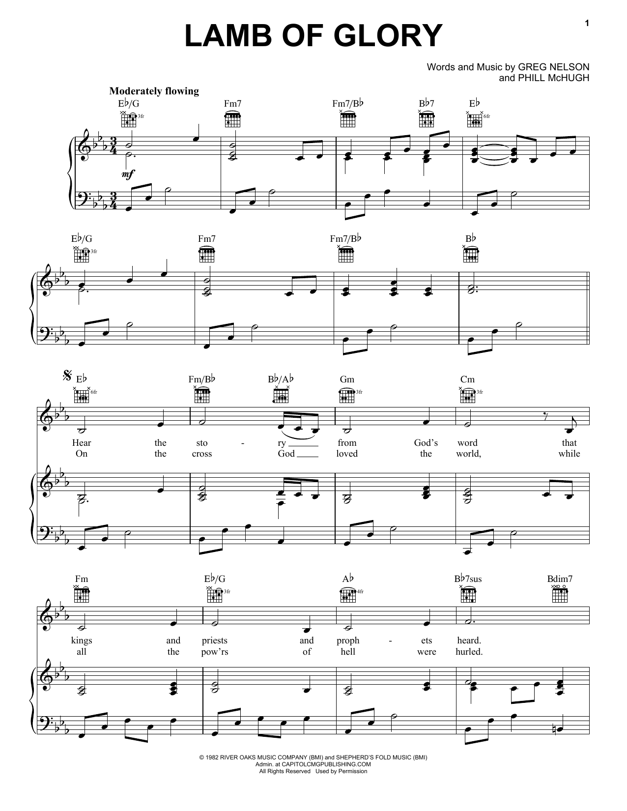 Phill McHugh Lamb Of Glory Sheet Music Notes & Chords for Piano, Vocal & Guitar Chords (Right-Hand Melody) - Download or Print PDF