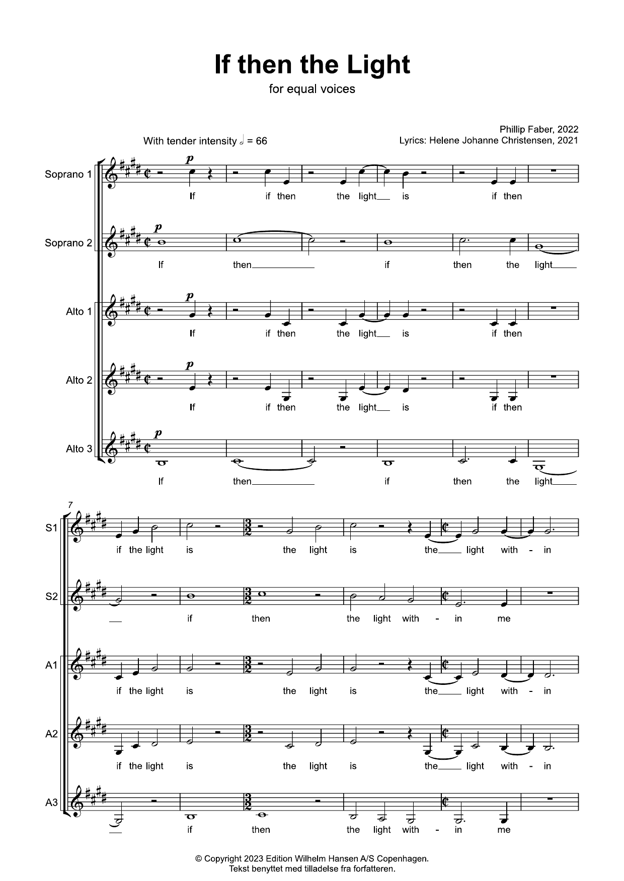 Phillip Faber If Then The Light Sheet Music Notes & Chords for SSAA Choir - Download or Print PDF