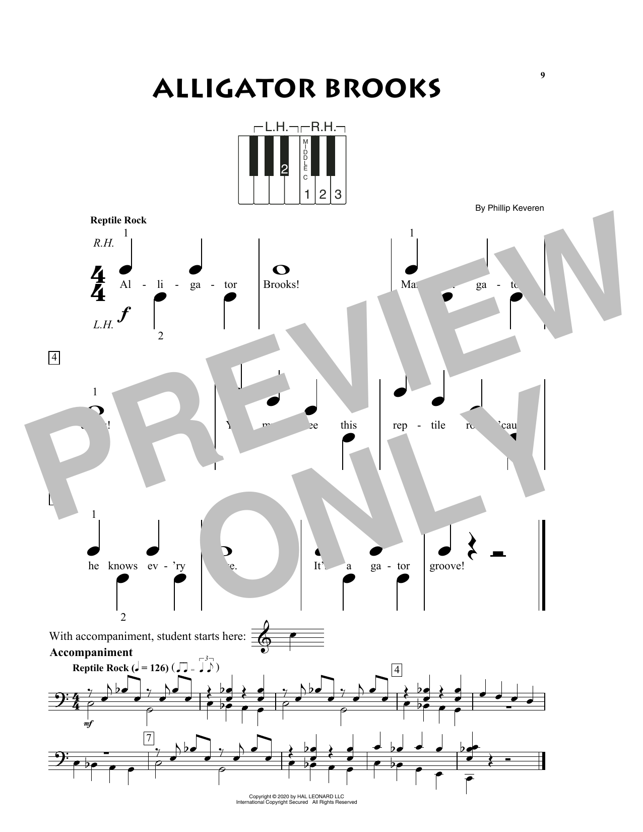 Phillip Keveren Alligator Brooks Sheet Music Notes & Chords for Big Note Piano - Download or Print PDF