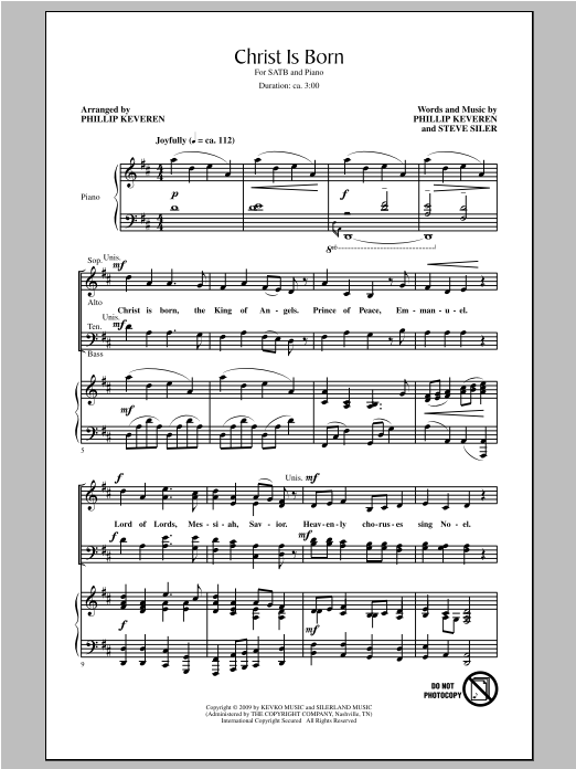 Phillip Keveren Christ Is Born Sheet Music Notes & Chords for SATB - Download or Print PDF
