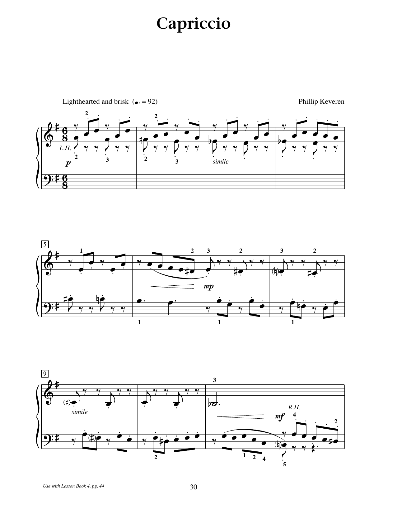 Phillip Keveren Capriccio Sheet Music Notes & Chords for Educational Piano - Download or Print PDF
